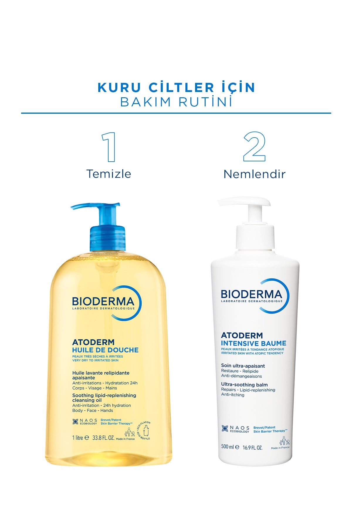 Atoderm Shower Oil Kuru Cilt Bebek Çocuk Yetişkin Nemlendirici Temizleyici Duş Yağı Niasinamid 1 Lt