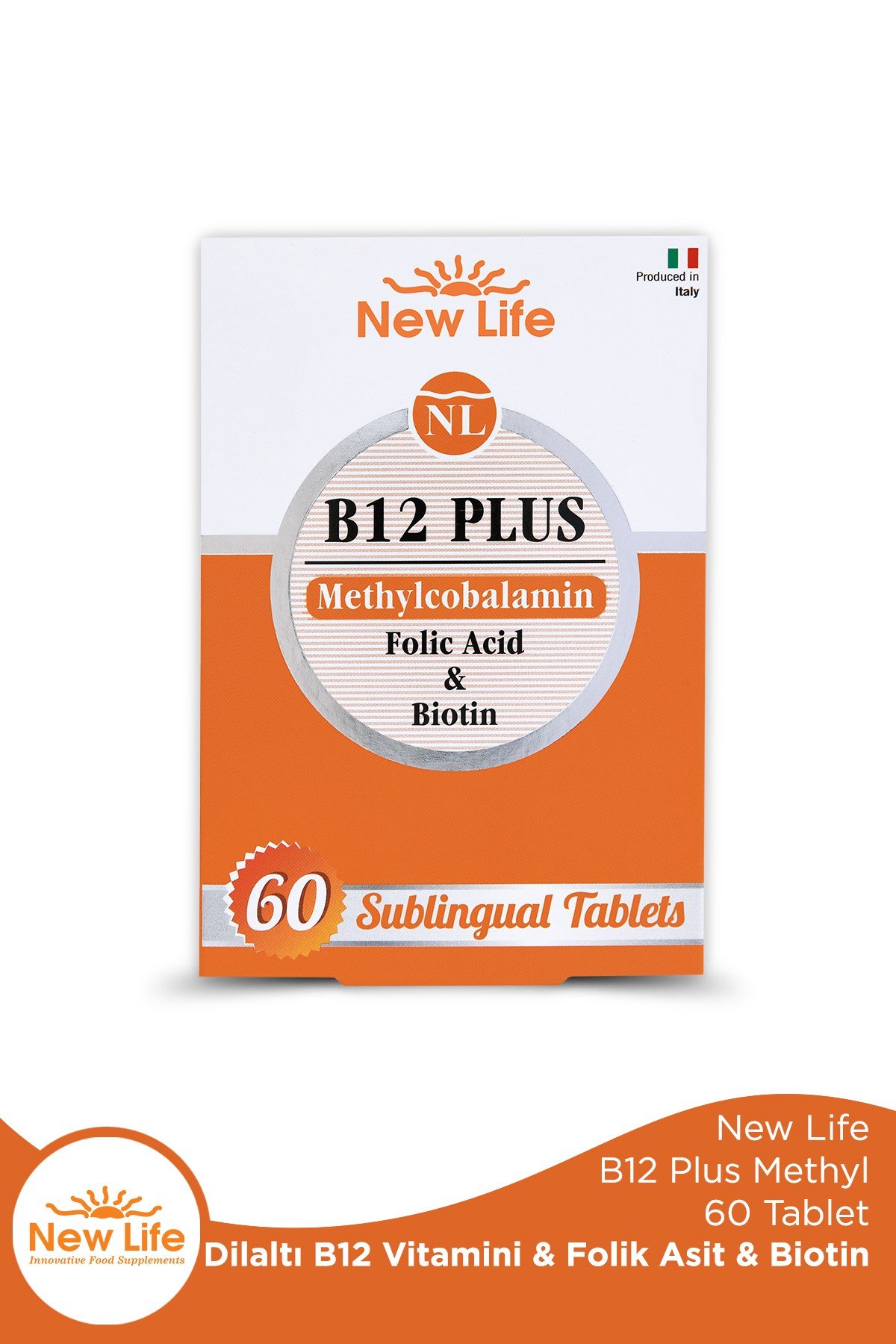 B12 Plus 60 Dilaltı Tablet - Metilkobalamin - Biotin - Folik Asit