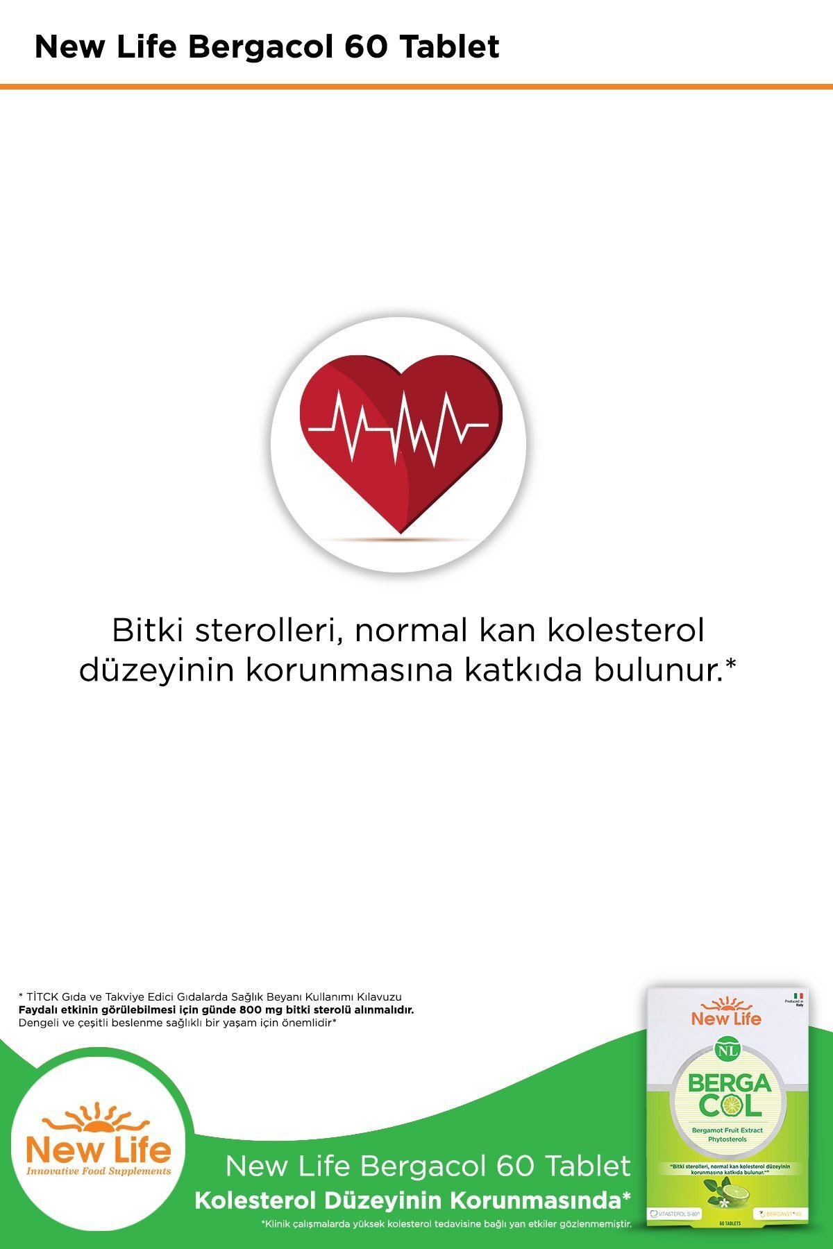 Bergacol 60 Tablet Bergamot Meyve Ekstresi + Bitki Sterolleri