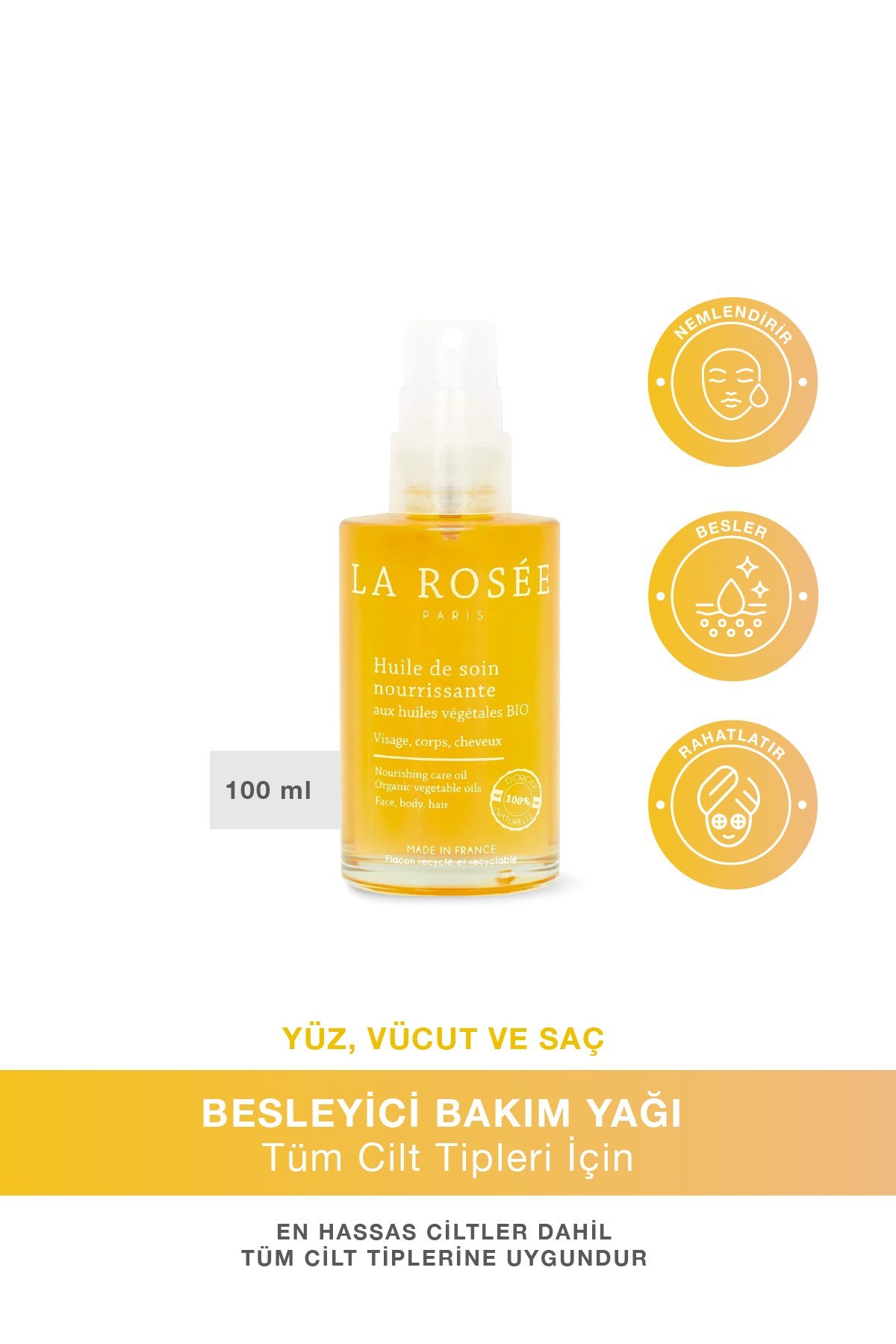BESLEYİCİ BAKIM YAĞI Organik Bitkisel Yağlar İçeren - 100 mL