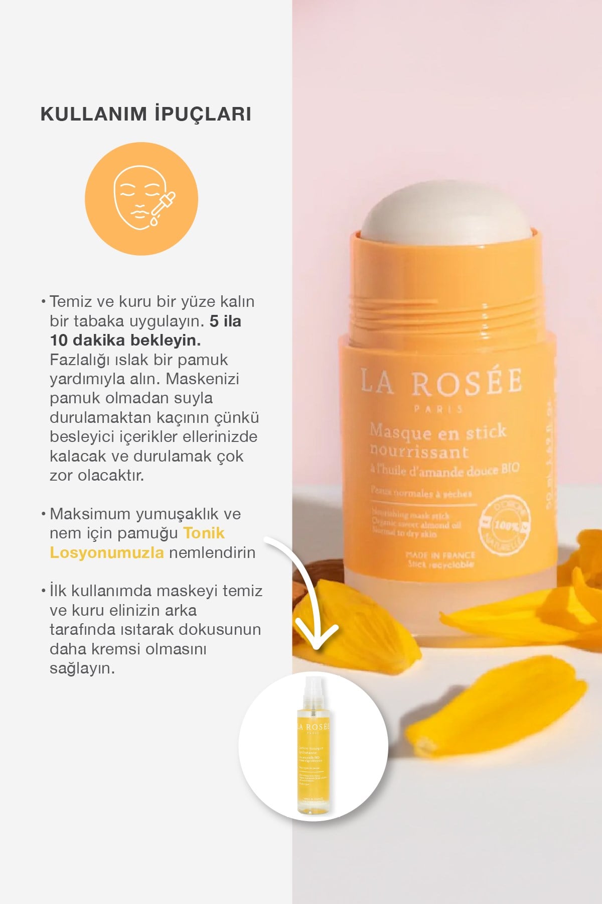 BESLEYİCİ STİCK MASKE Organik Tatlı Badem Yağı İçeren 50 mL