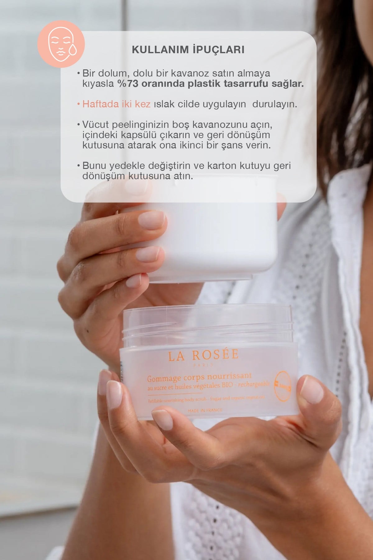 BESLEYİCİ VÜCUT PEELİNGİ Şeker ve Organik Bitkisel Yağlar İçeren - 200 g Doldurulabilir