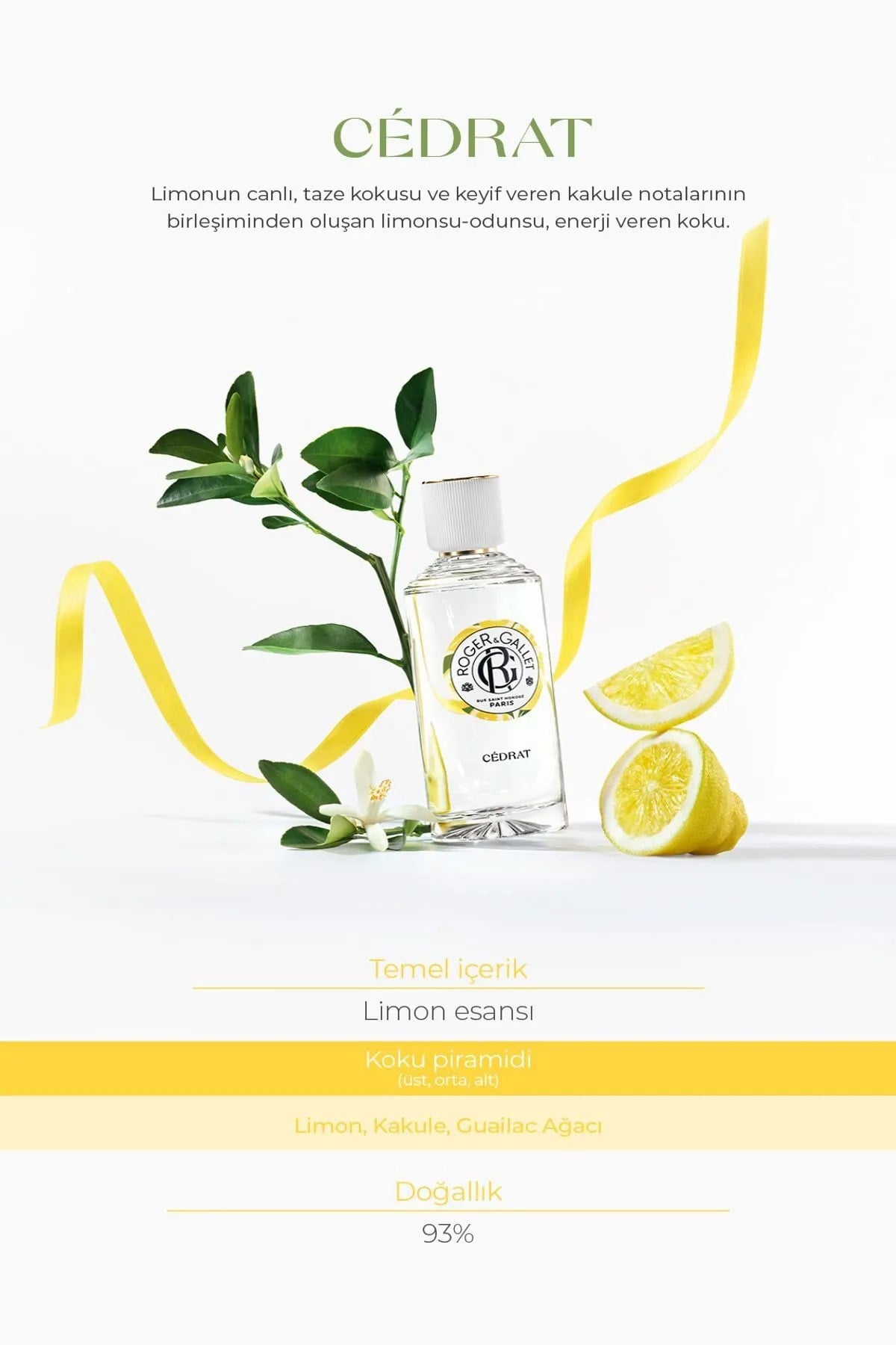 Cédrat Doğal Limon ve Kakule Özlü Turunçgil Parfüm EDT 100 ml