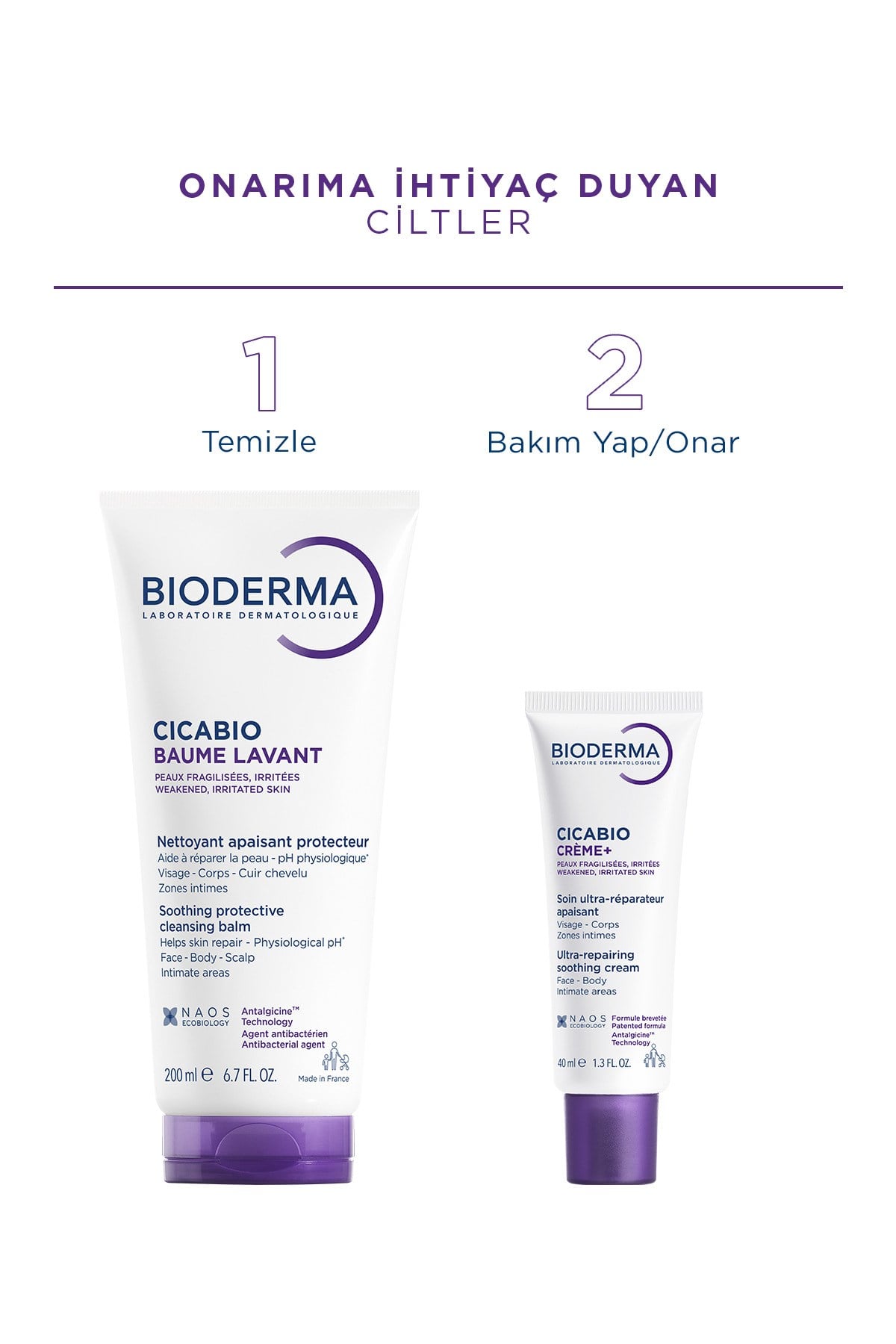 Cicabio Cream+ Bebek, Çocuk, Yetişkin için Onarıcı Yüz ve Vücut Bakım Kremi 40ml