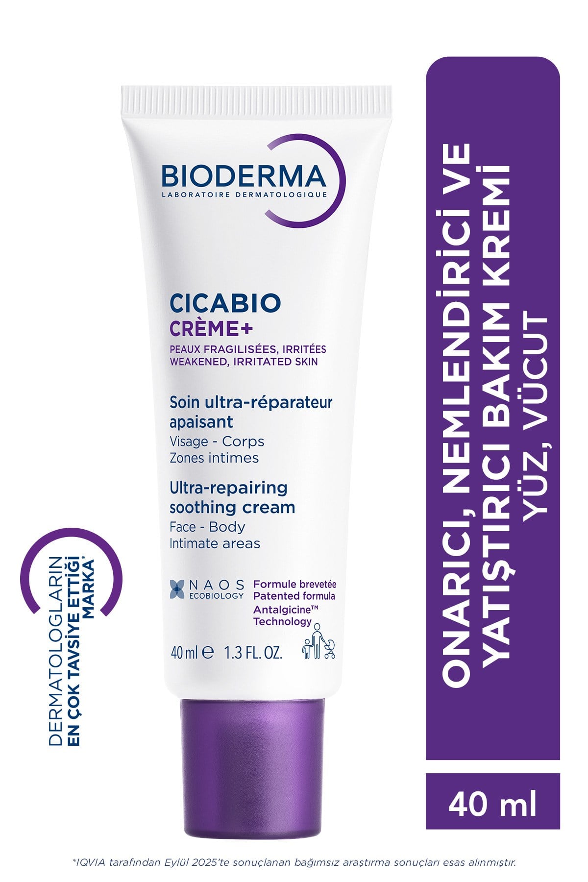 Cicabio Cream+ Bebek, Çocuk, Yetişkin için Onarıcı Yüz ve Vücut Bakım Kremi 40ml