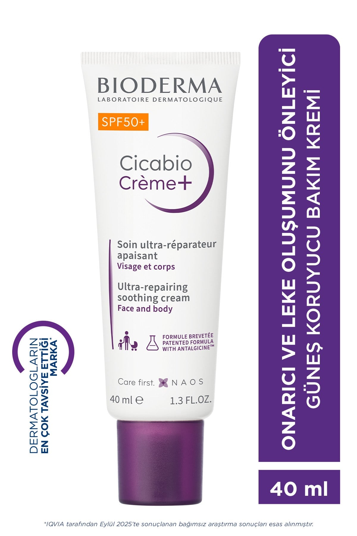 Cicabio Cream+ SPF50+ Onarıcı, Leke Önleyici Güneş Koruyuculu Yüz, Vücut Cica Krem 40 ml