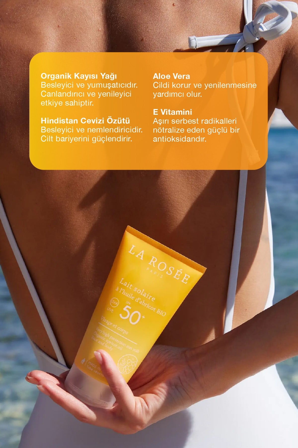 ÇOK YÜKSEK KORUMA SAĞLAYAN GÜNEŞ KORUYUCU SÜT Organik Kayısı Yağı İçeren SPF 50+ 150 Ml