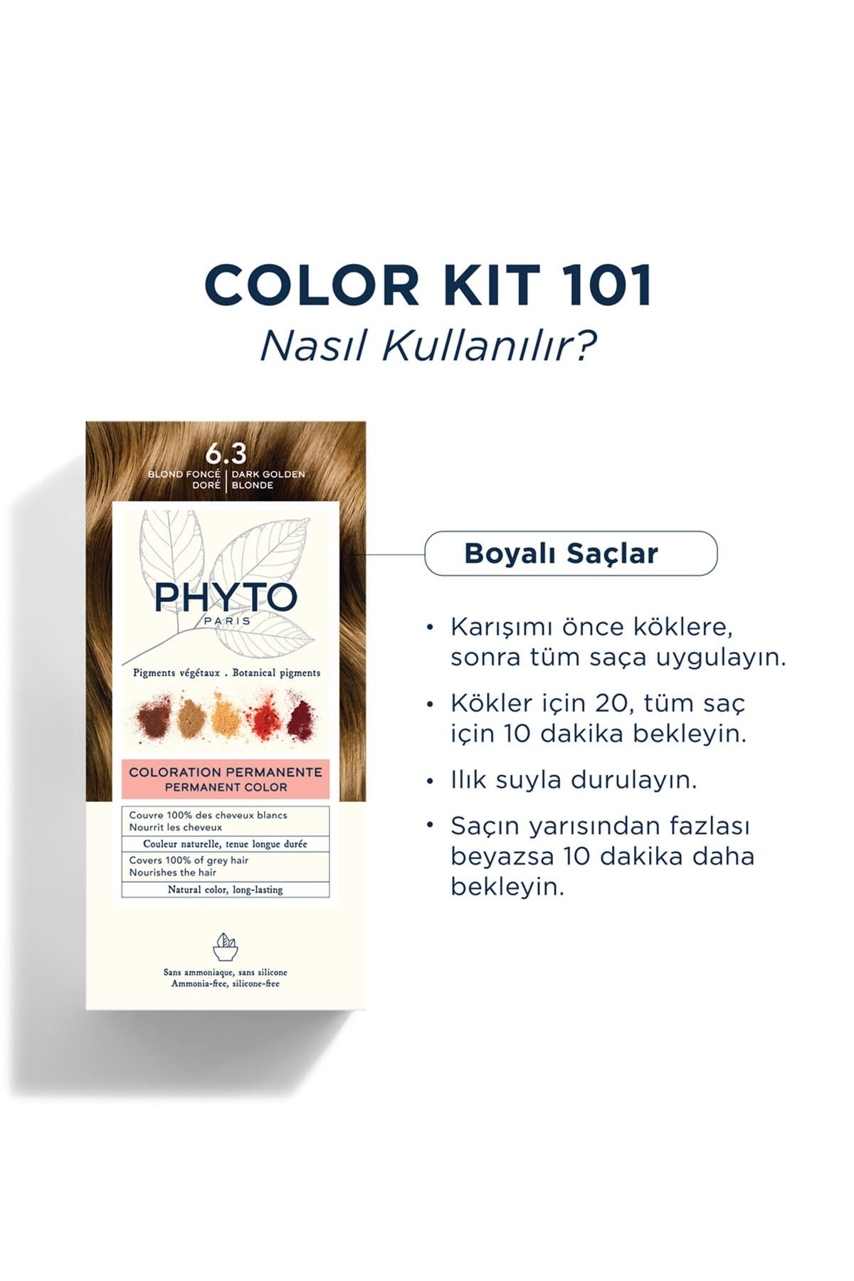 Color Amonyaksız Kalıcı Bitkisel Saç Boyası 6.3 Koyu Kumral Dore