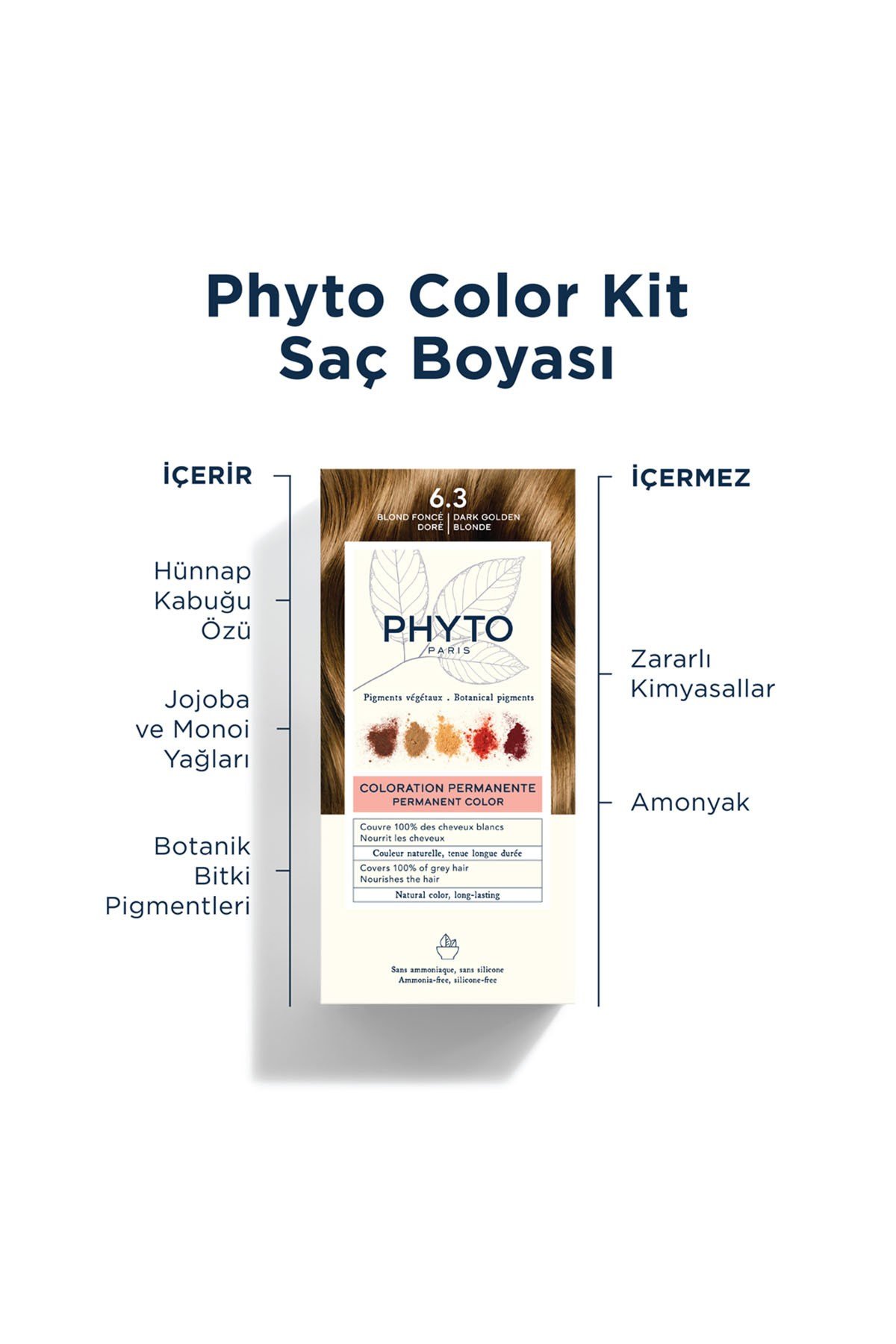 Color Amonyaksız Kalıcı Bitkisel Saç Boyası 6.3 Koyu Kumral Dore