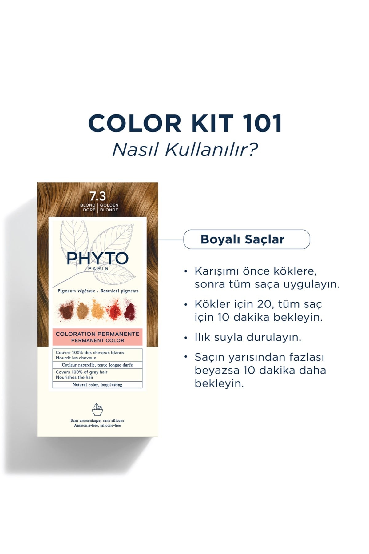 Color Amonyaksız Kalıcı Doğal Içeirkli Bitkisel Saç Boyası 7.3 Kumral Dore