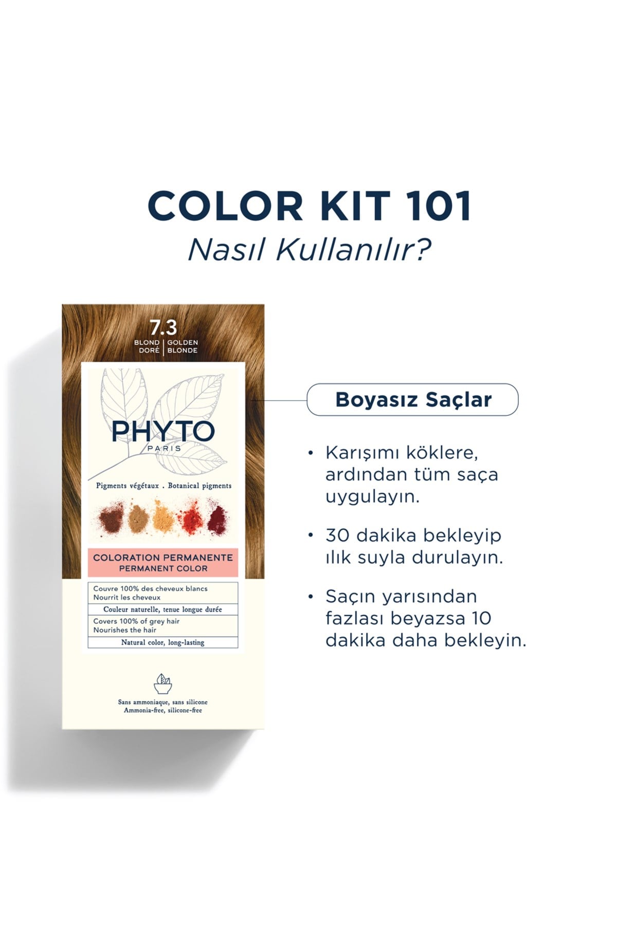 Color Amonyaksız Kalıcı Doğal Içeirkli Bitkisel Saç Boyası 7.3 Kumral Dore