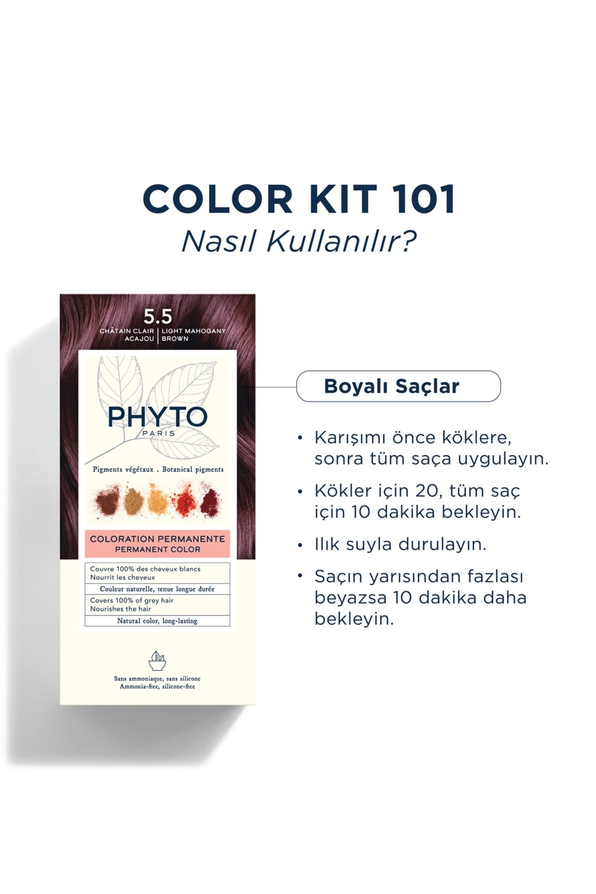 Color Amonyaksız Kalıcı Doğal Içerikli Bitkisel Saç Boyası 5.5 Açık Kestane Akaju