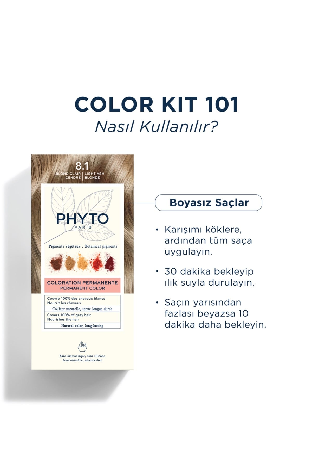Color Amonyaksız Kalıcı Doğal Içerikli Bitkisel Saç Boyası 8.1 Küllü Sarı