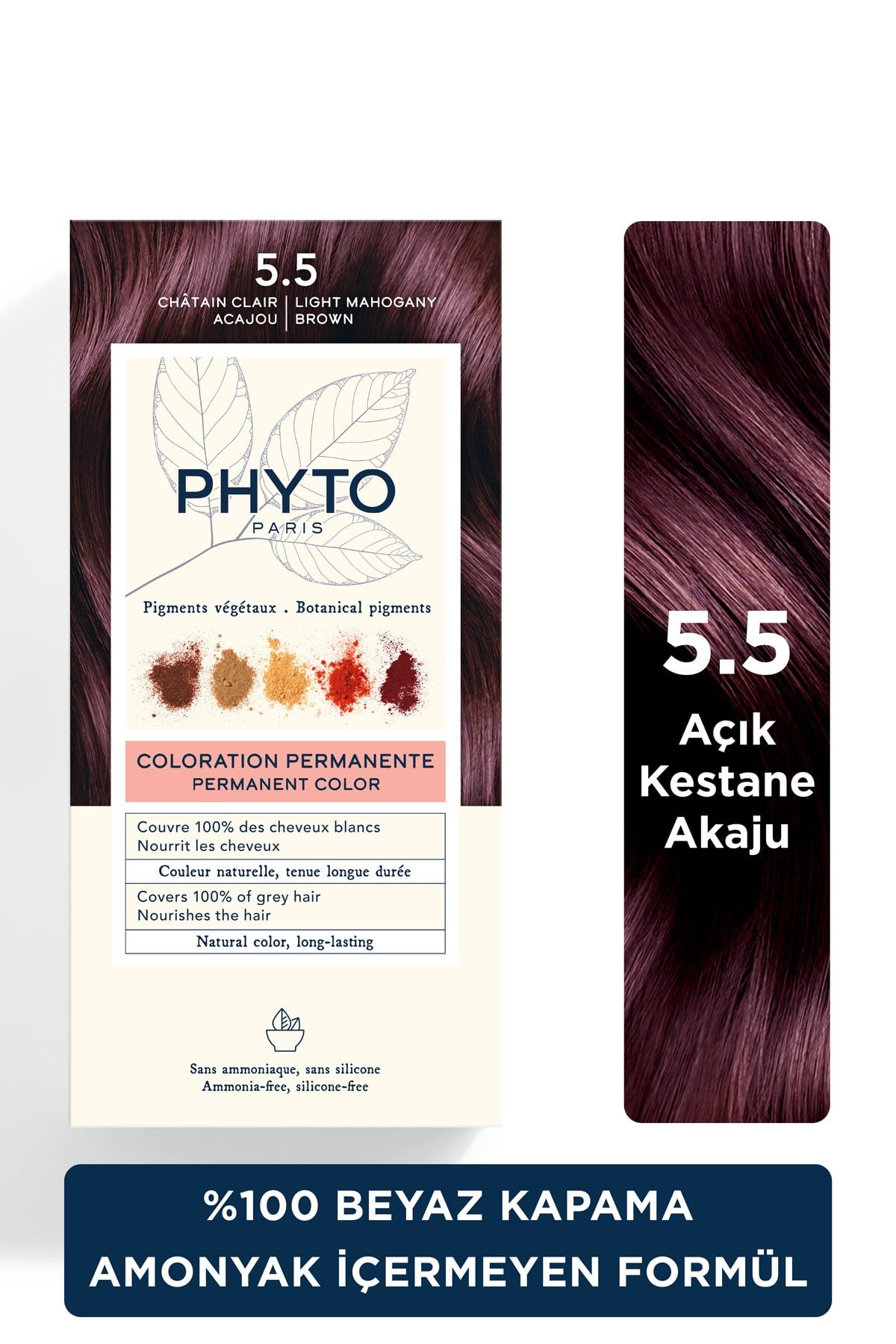 Color Amonyaksız Kalıcı Doğal Içerikli Bitkisel Saç Boyası 5.5 Açık Kestane Akaju