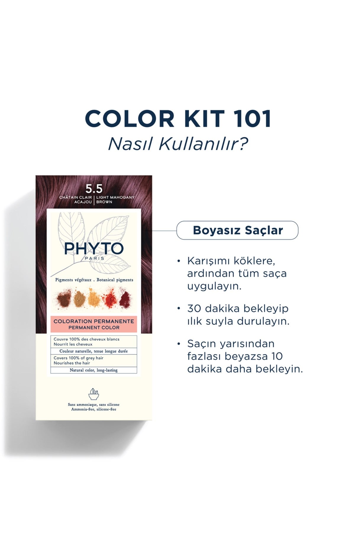 Color Amonyaksız Kalıcı Doğal Içerikli Bitkisel Saç Boyası 5.5 Açık Kestane Akaju