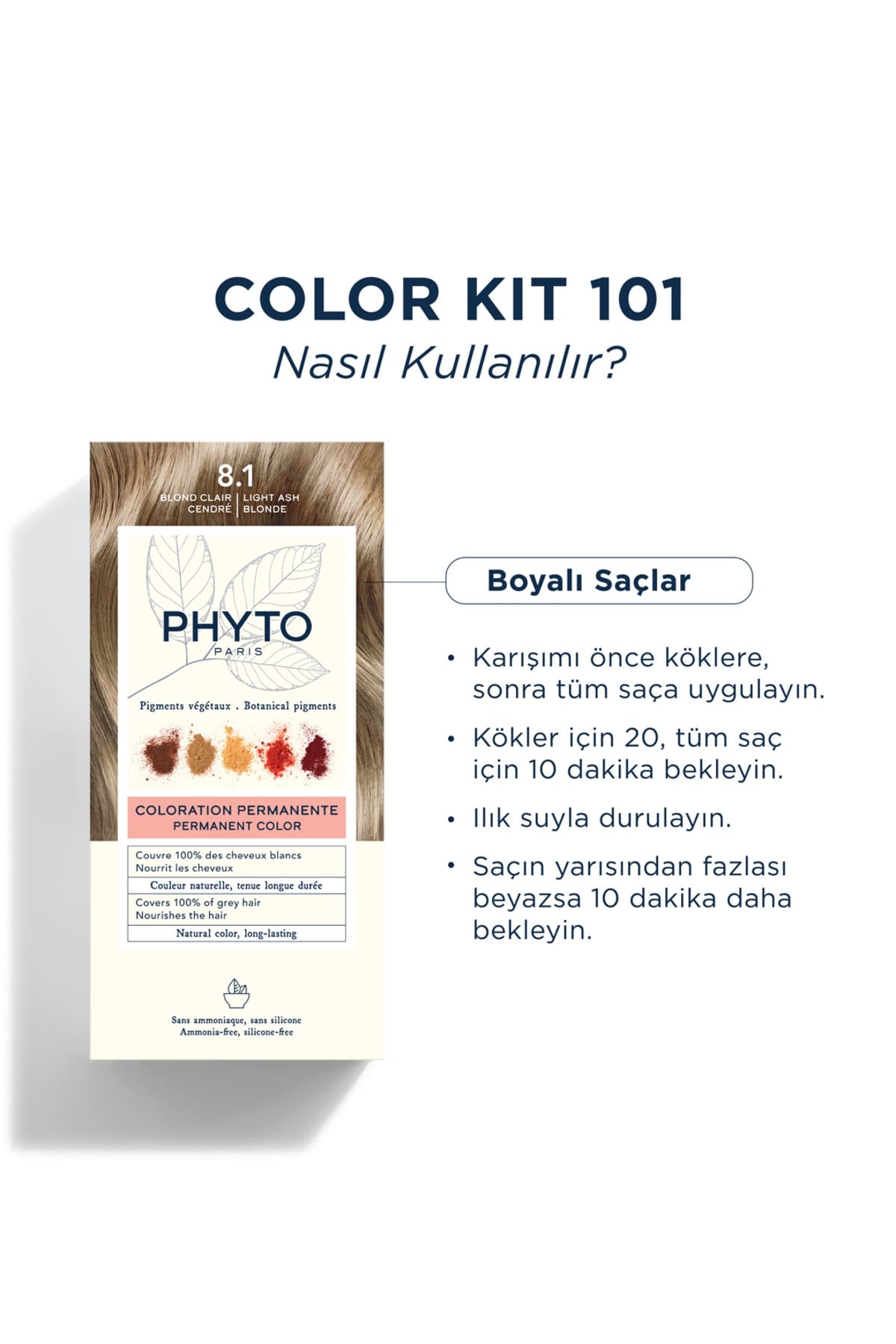 Color Amonyaksız Kalıcı Doğal Içerikli Bitkisel Saç Boyası 8.1 Küllü Sarı