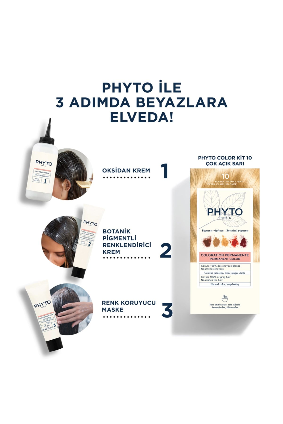 Color Bitkisel Amonyaksız Kalıcı Doğal Içerikli Bitkisel Saç Boyası 10 Çok Açık Sarı