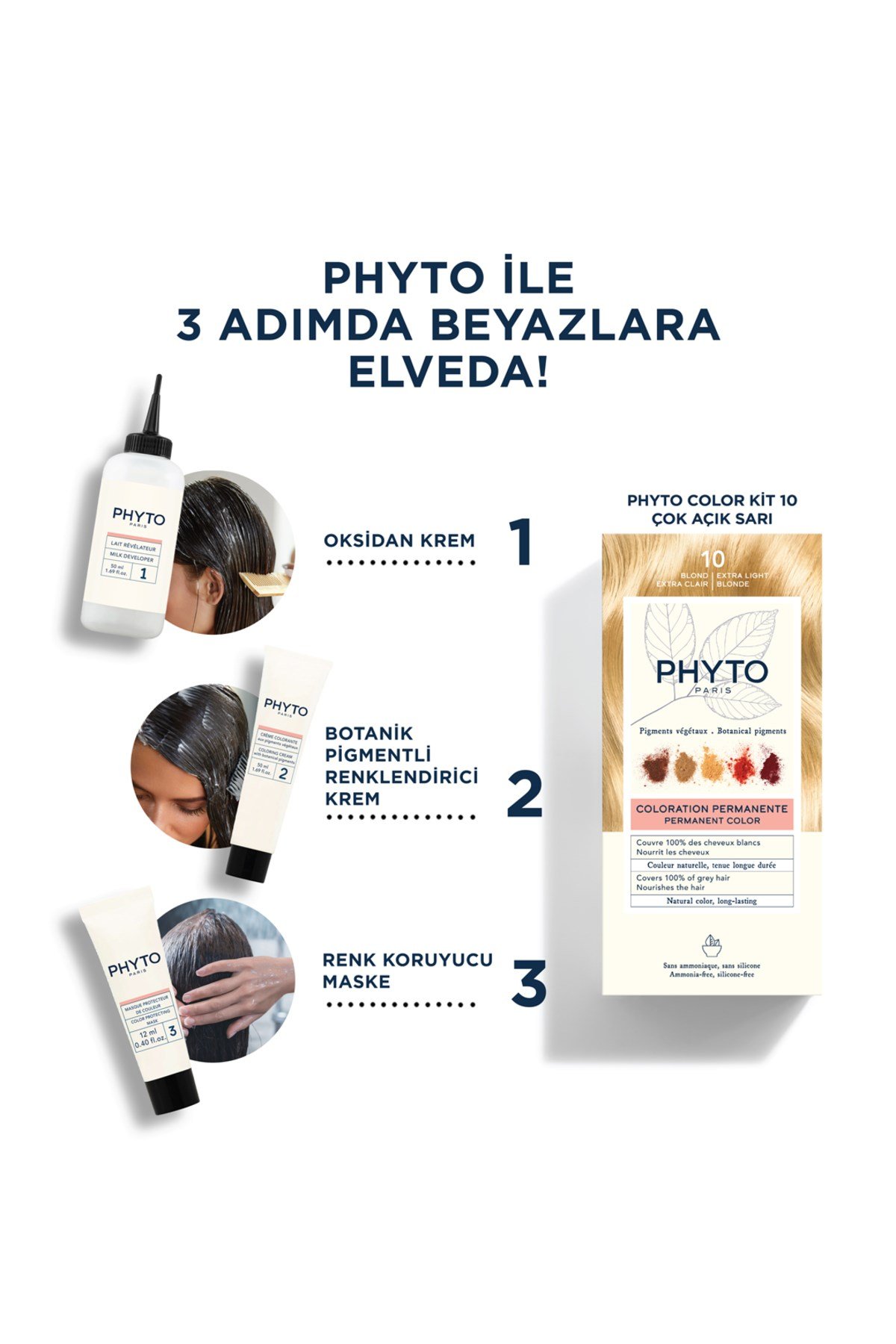Color Bitkisel Amonyaksız Kalıcı Doğal Içerikli Bitkisel Saç Boyası 10 Çok Açık Sarı
