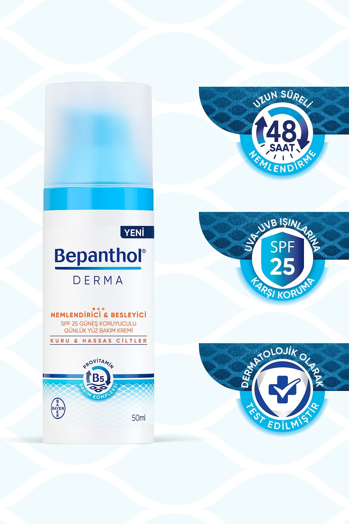 Derma Nemlendirici Ve Besleyici Spf 25 Günlük Yüz Bakım Kremi 50 ml - Günlük Yoğun Nemlendirici