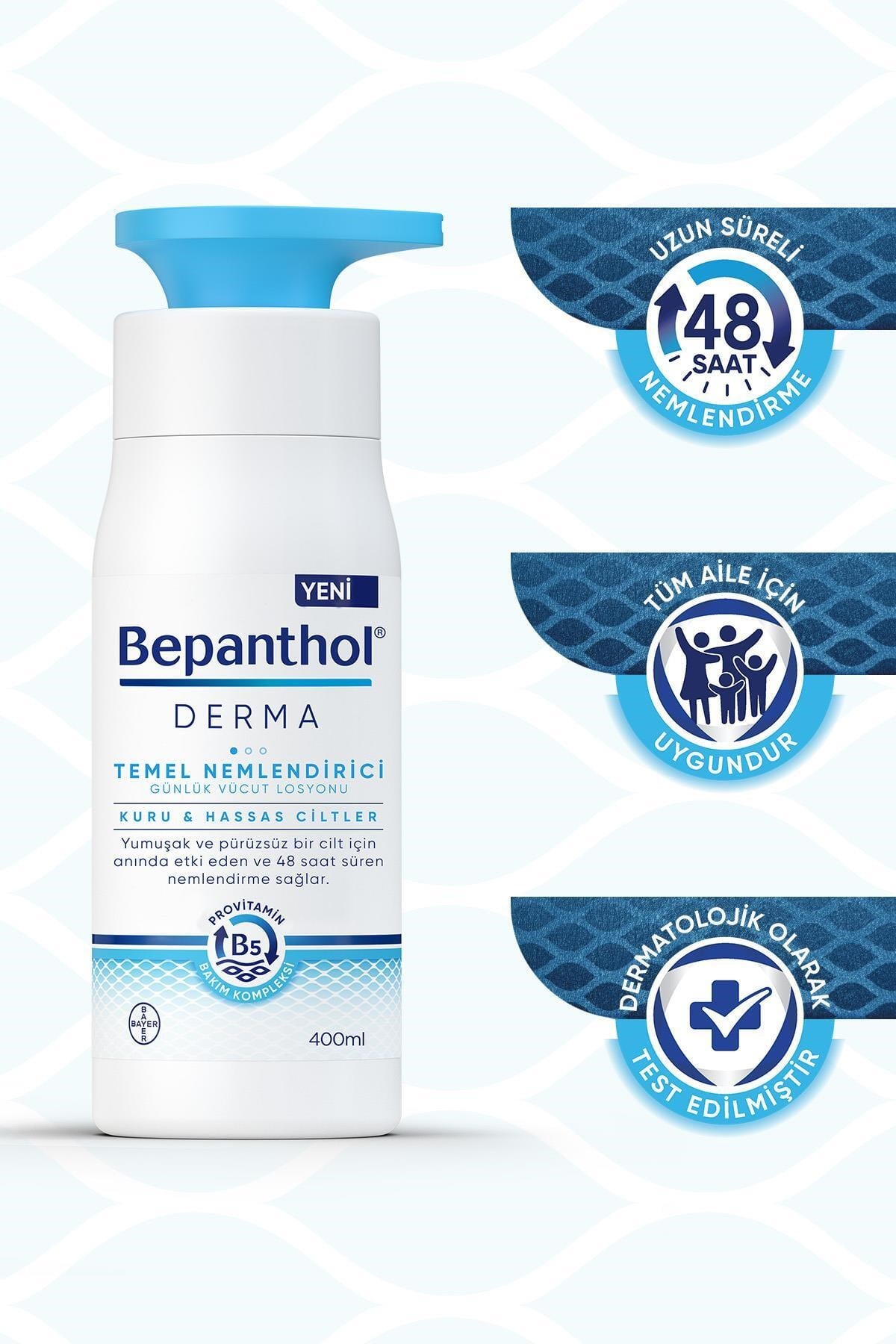 Derma Temel Nemlendirici Losyon 400 Ml Kuru, Hassas Ciltler, Günlük Yoğun Nemlendirici