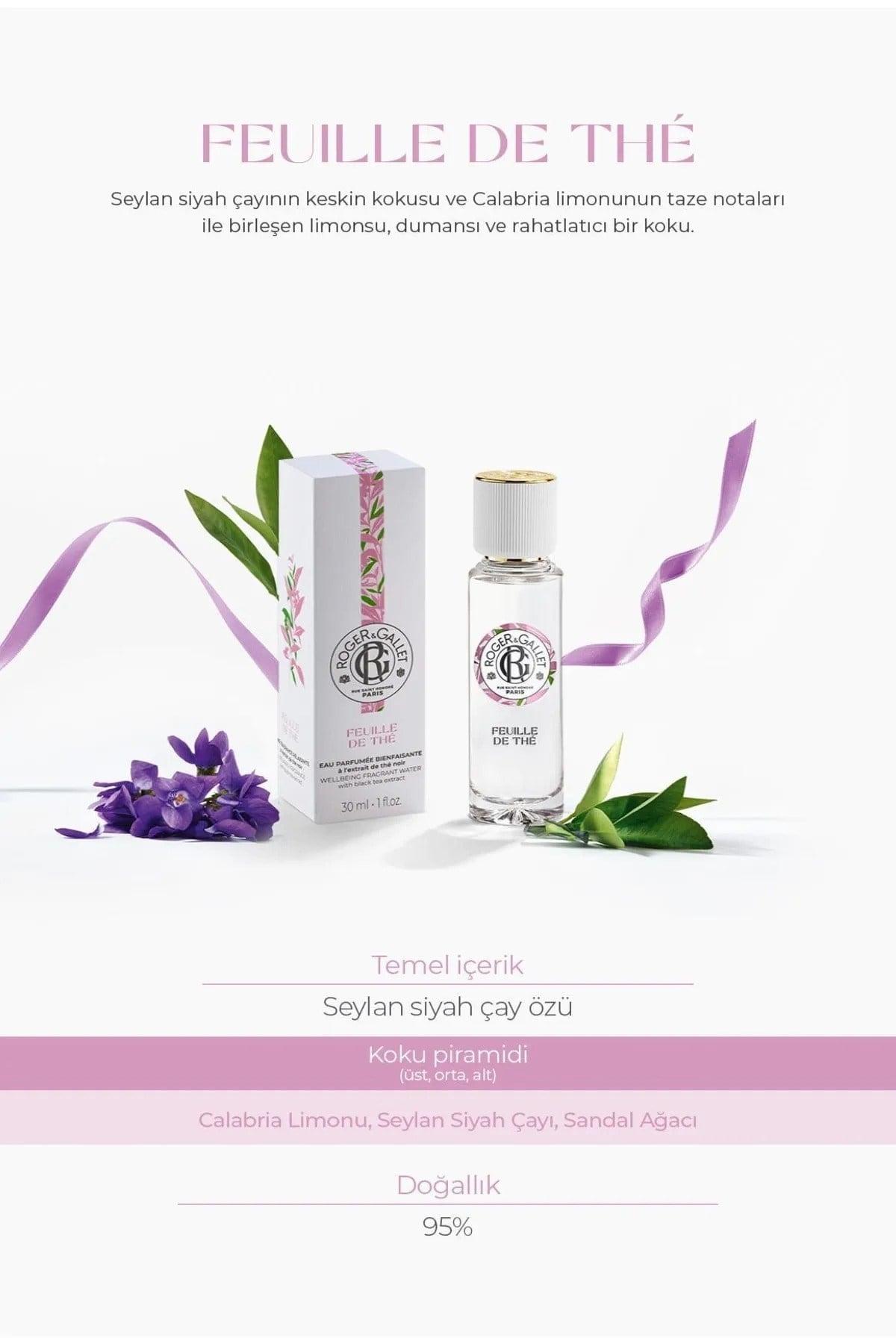 Feuille de Thé Doğal Siyah Çay ve Calabria Limonu Özlü Turunçgil  Parfüm EDT 30 ml