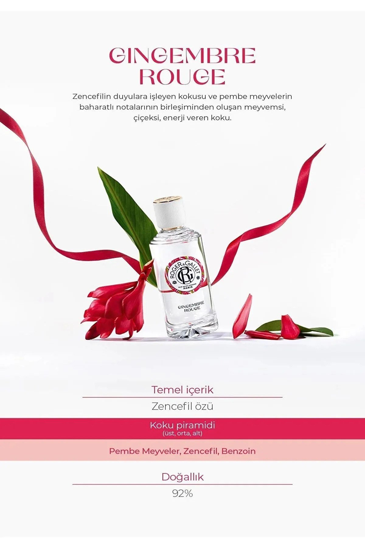 Gingembre Rouge Doğal Zencefil ve Pembe Meyve Özlü Çiçeksi - Meyvemsi Parfüm EDT 100 ml