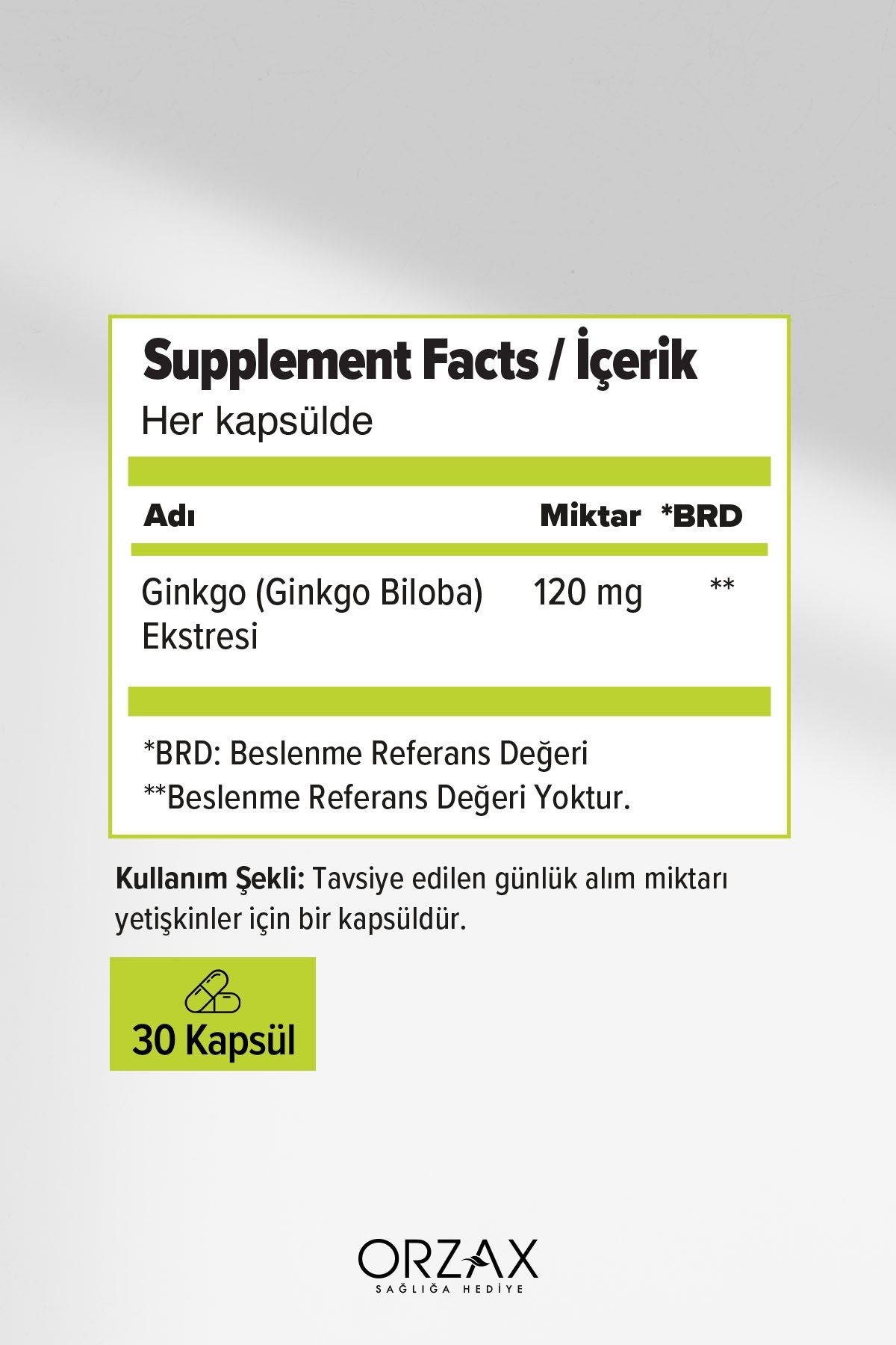 Ginkgo Biloba 30 Kapsül