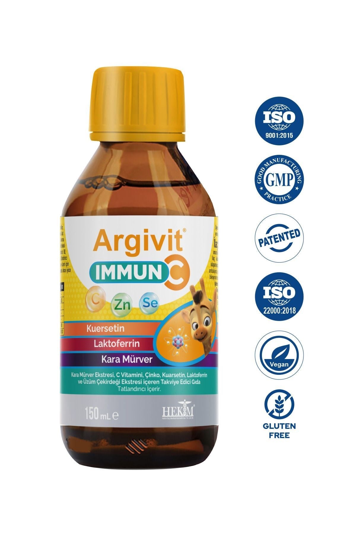 Immun C Şurup - Kara Mürver, C Vitamini, Çinko, Kuersetin, Laktoferrin Içeren Şurup 150 ml 8