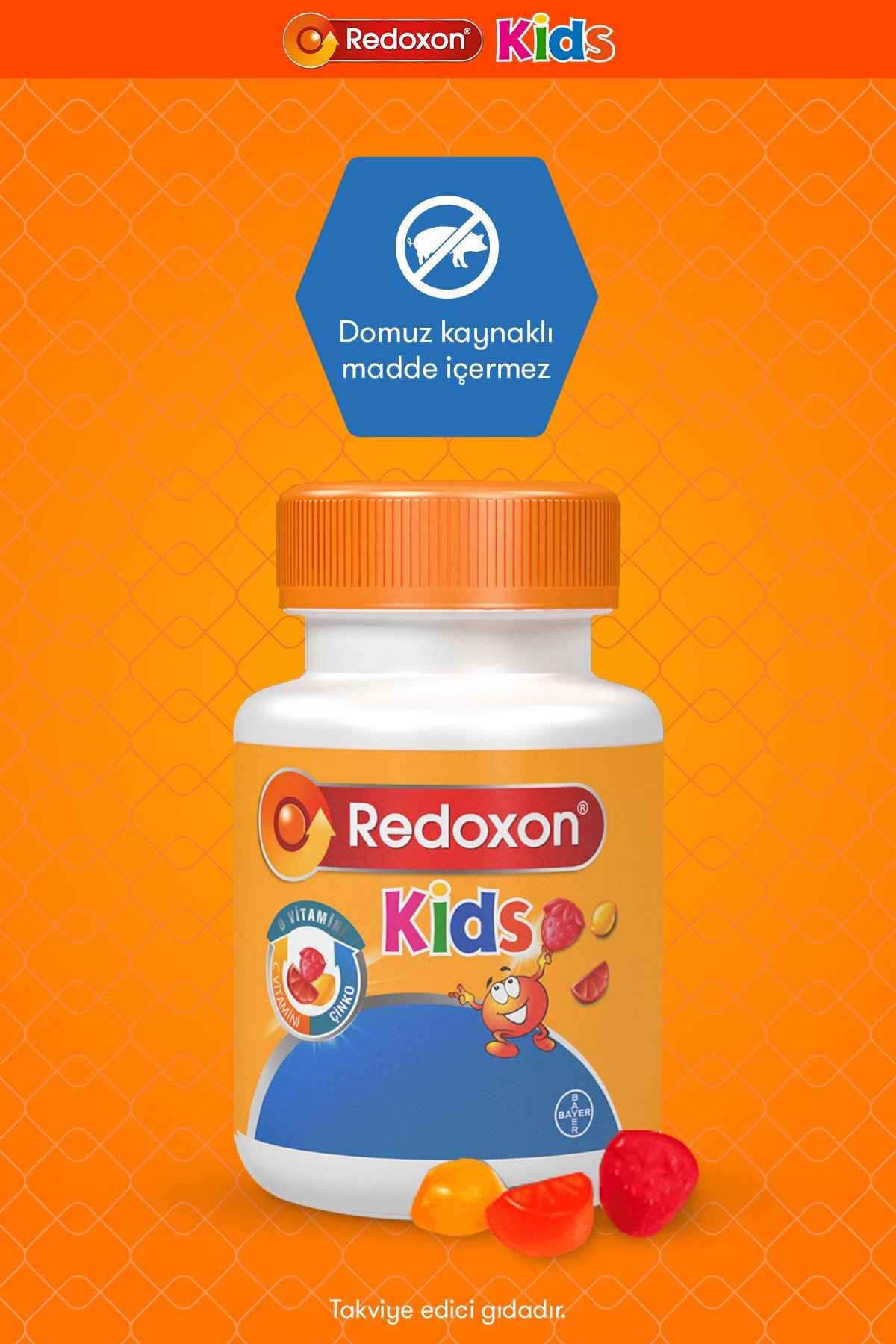 Kids Çiğnenebilir C Vitamini, D Vitamini ve Çinko Takviye Edici Gıda 60 adet
