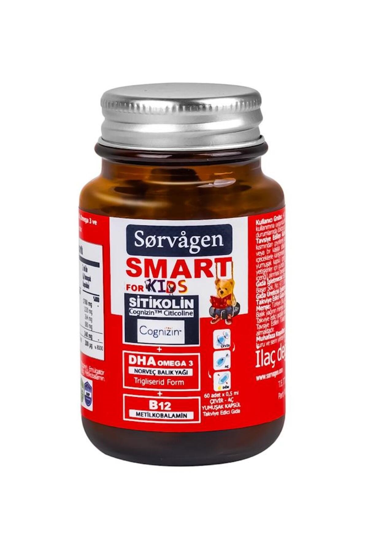 KIDS (Çocuklar için) SİTİKOLİN, DHA OMEGA 3 NORVEÇ BALIK YAĞI, B12 60 KAPSÜL
