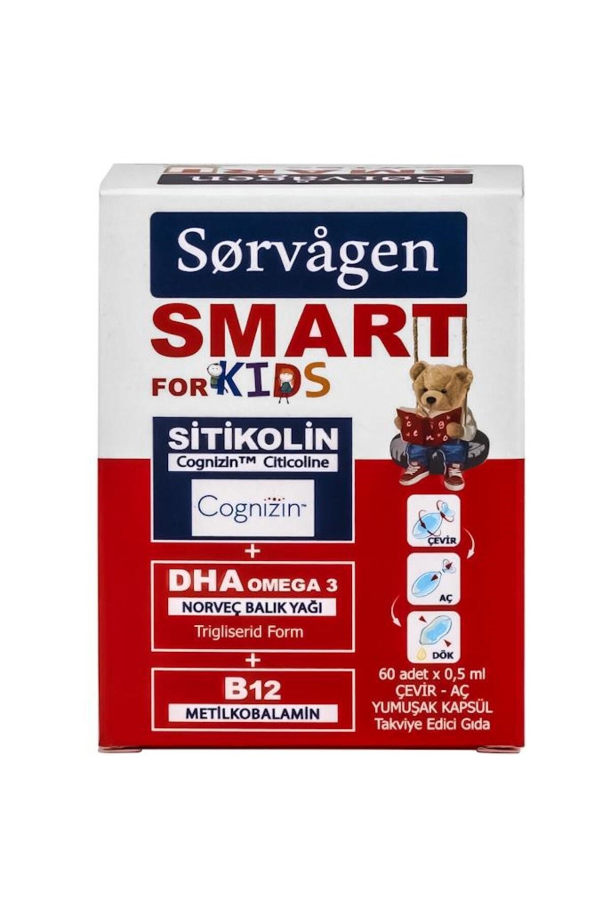 KIDS (Çocuklar için) SİTİKOLİN, DHA OMEGA 3 NORVEÇ BALIK YAĞI, B12 60 KAPSÜL