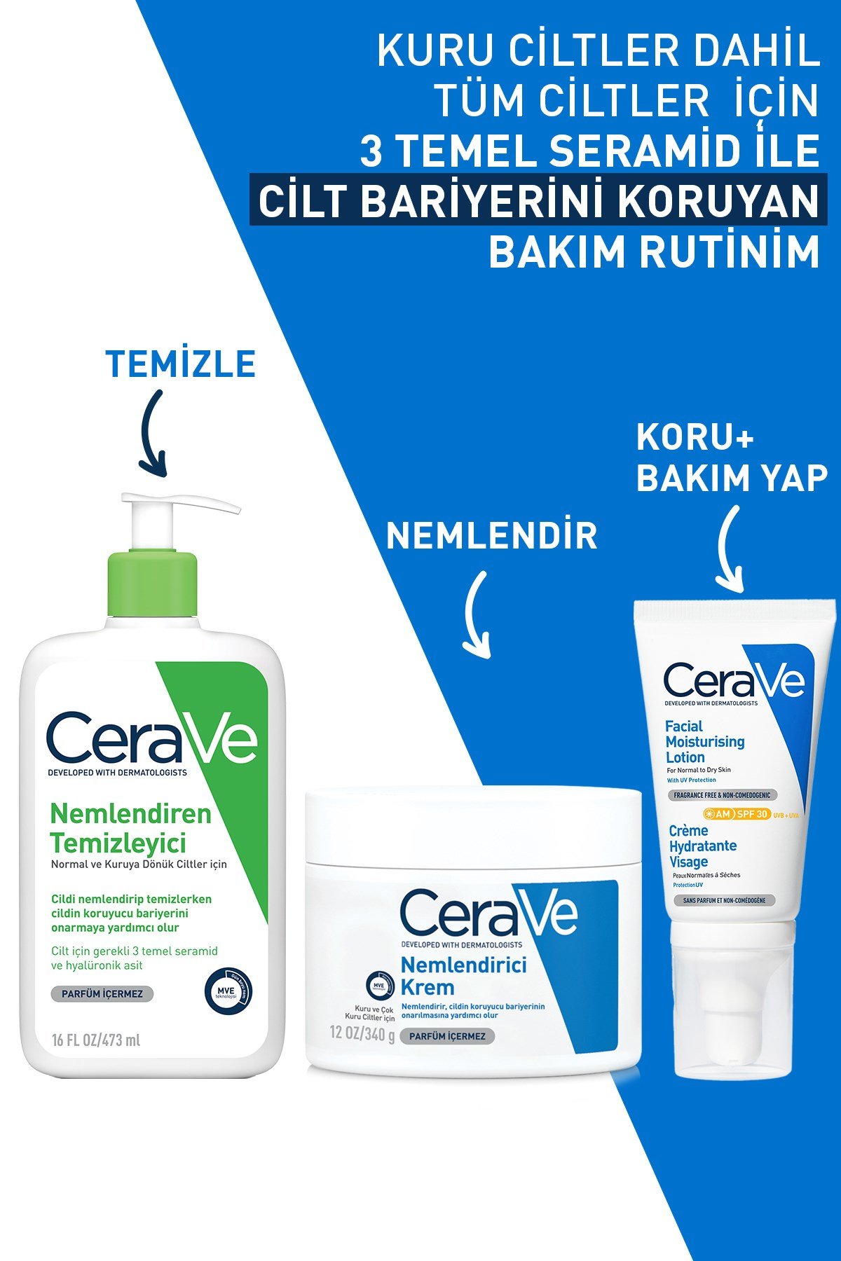Kuru Ciltler için Seramid & Hyalüronik Asit İçeren Nemlendirici Yüz ve Vücut Kremi 340gr