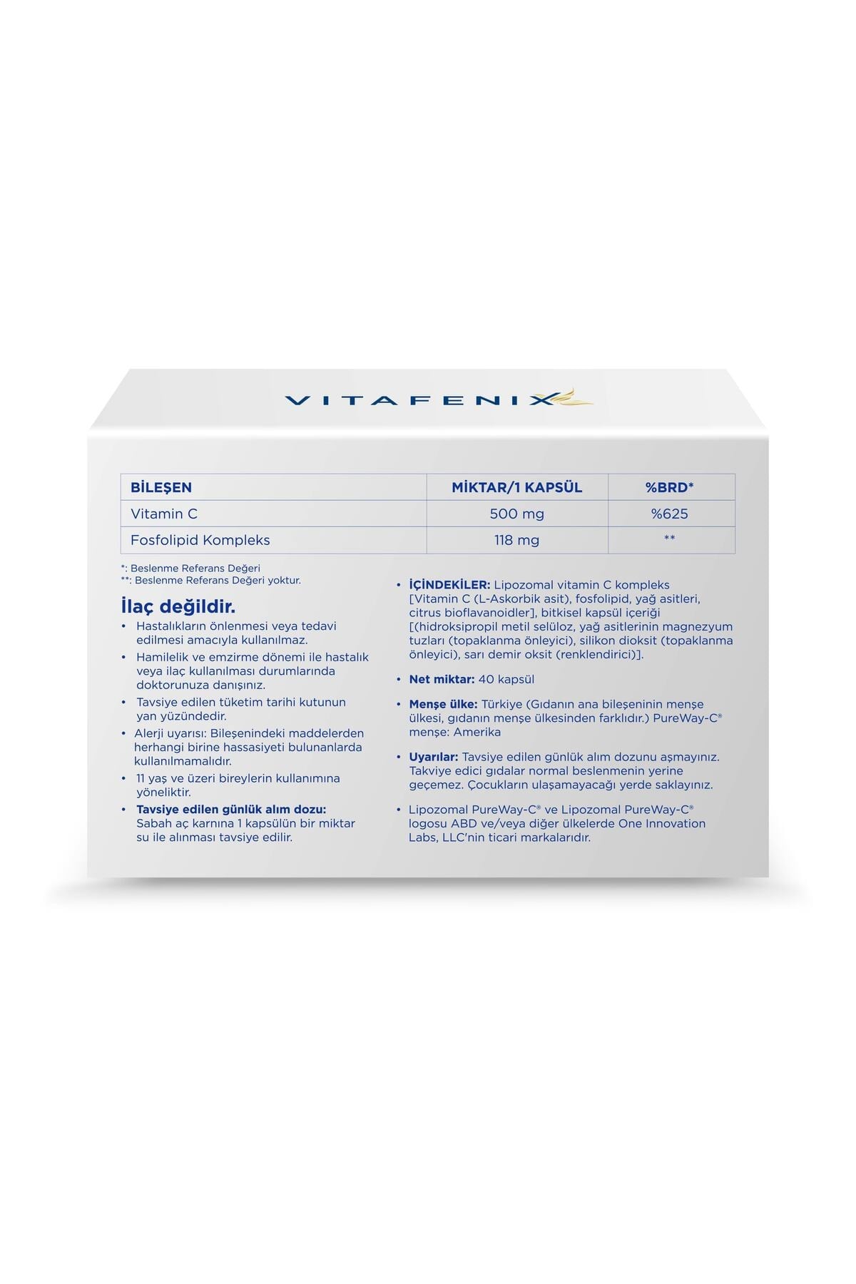 Lipozomal C Vitamini Yüksek Emilimli Yüksek Doz C Vitamini Kapsül Takviye