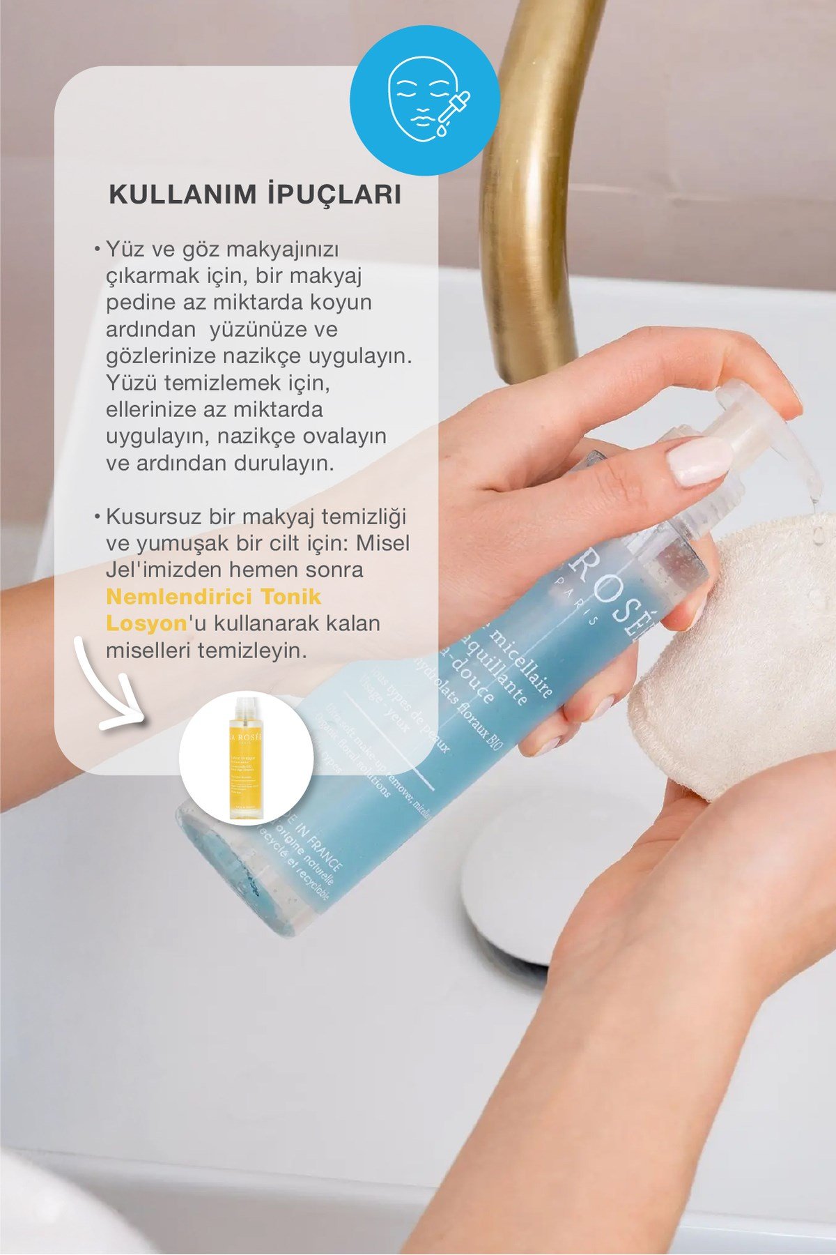 MAKYAJ TEMİZLEYİCİ MİSEL JEL Organik Çiçek Solüsyonları İçeren - 195 mL