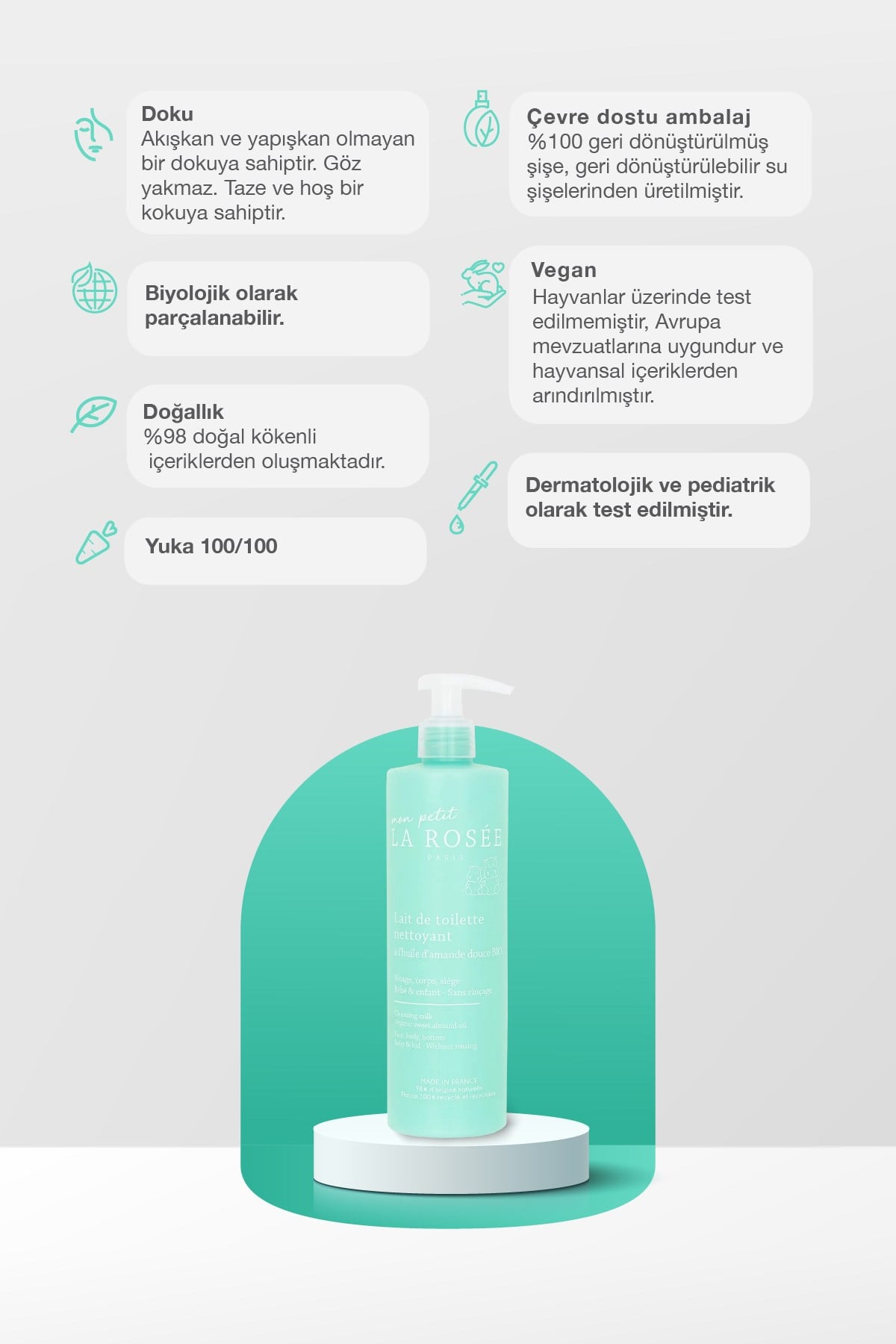 Mon Petit TEMİZLEME SÜTÜ Organik Tatlı Badem Yağı İçeren 400 mL