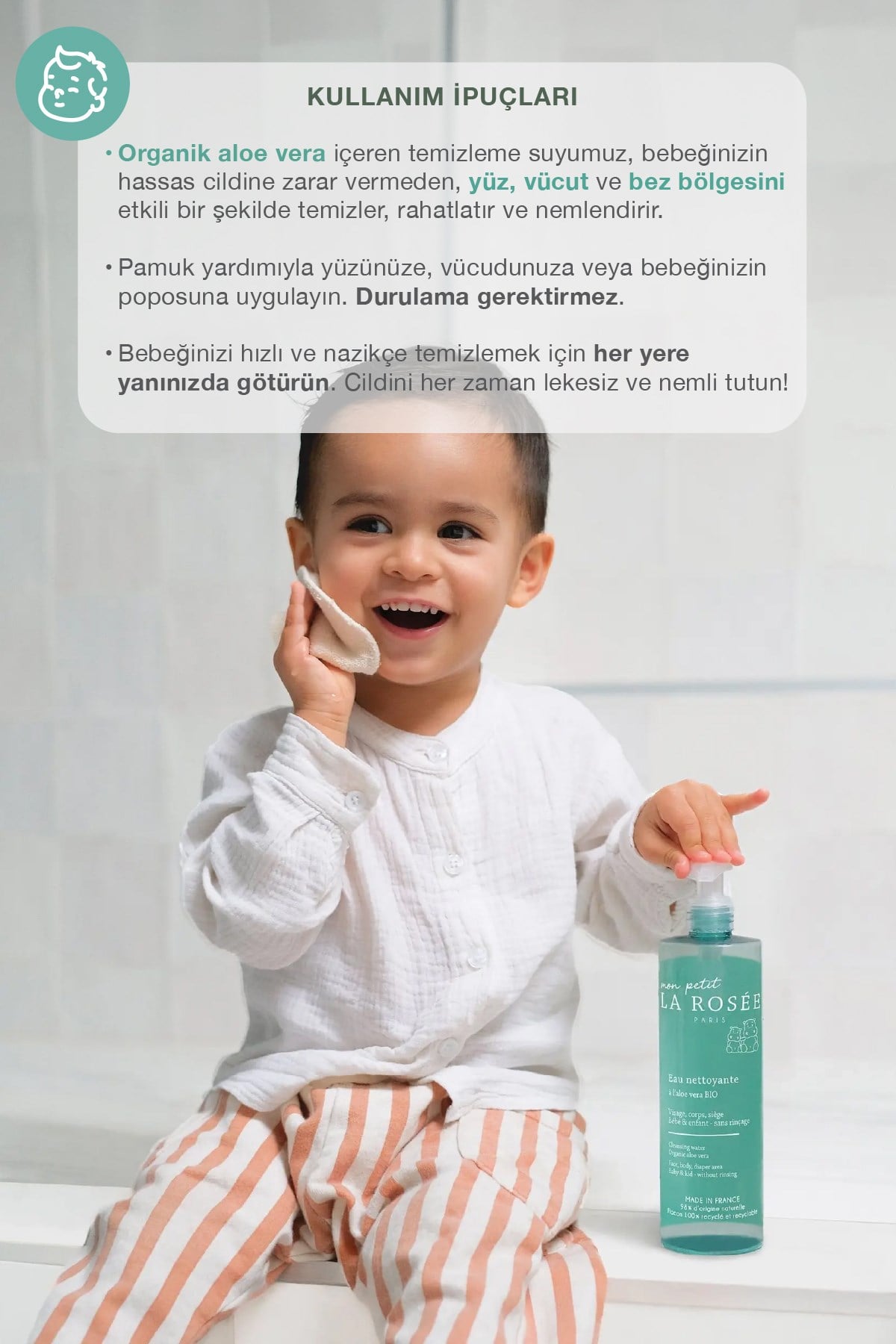 Mon Petit TEMİZLEME SUYU Organik Aloe Vera İçeren 400 mL