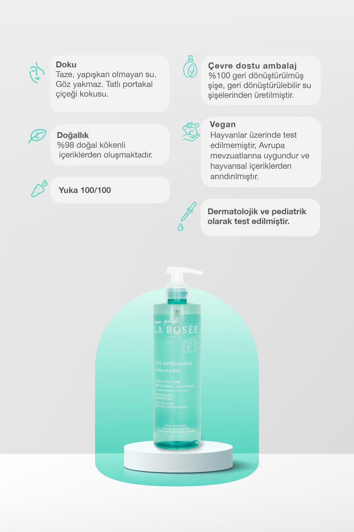 Mon Petit TEMİZLEME SUYU Organik Aloe Vera İçeren 400 mL