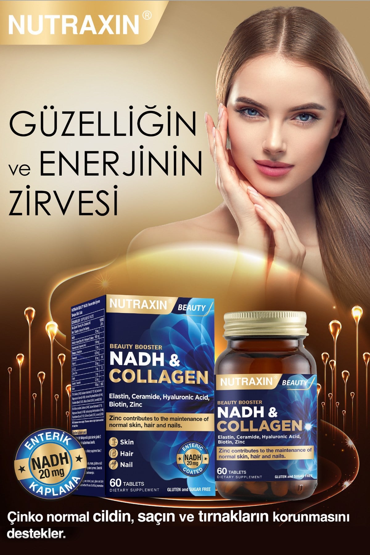 Nadh Collagen 60 Tablet Tip1 Tip3 Hyaluronik Asit, Elastin, Seramid, Resveratrol Glutatyon