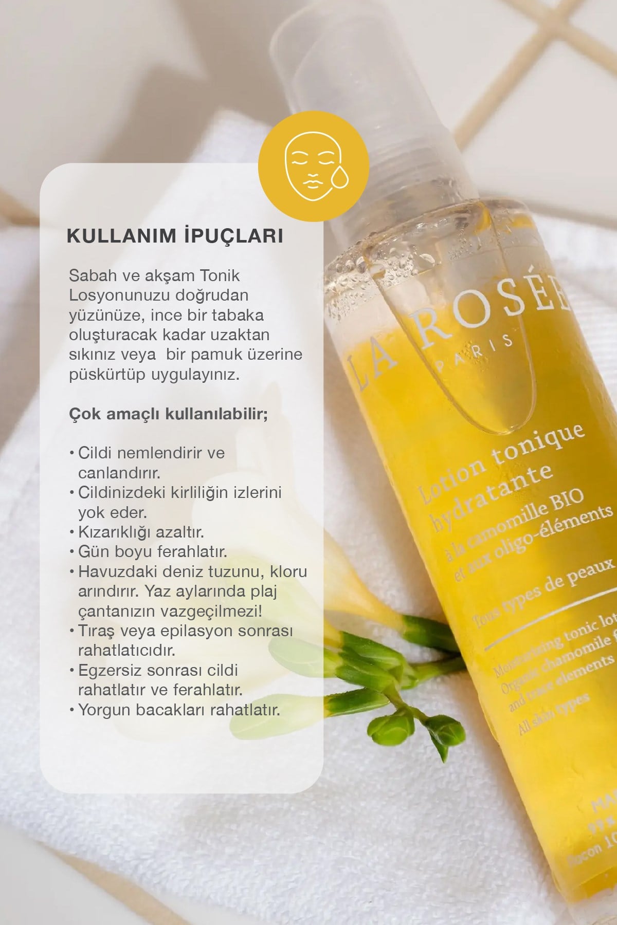 NEMLENDİRİCİ TONİK LOSYON Organik Papatya Çiçeği İçeren - 200 mL