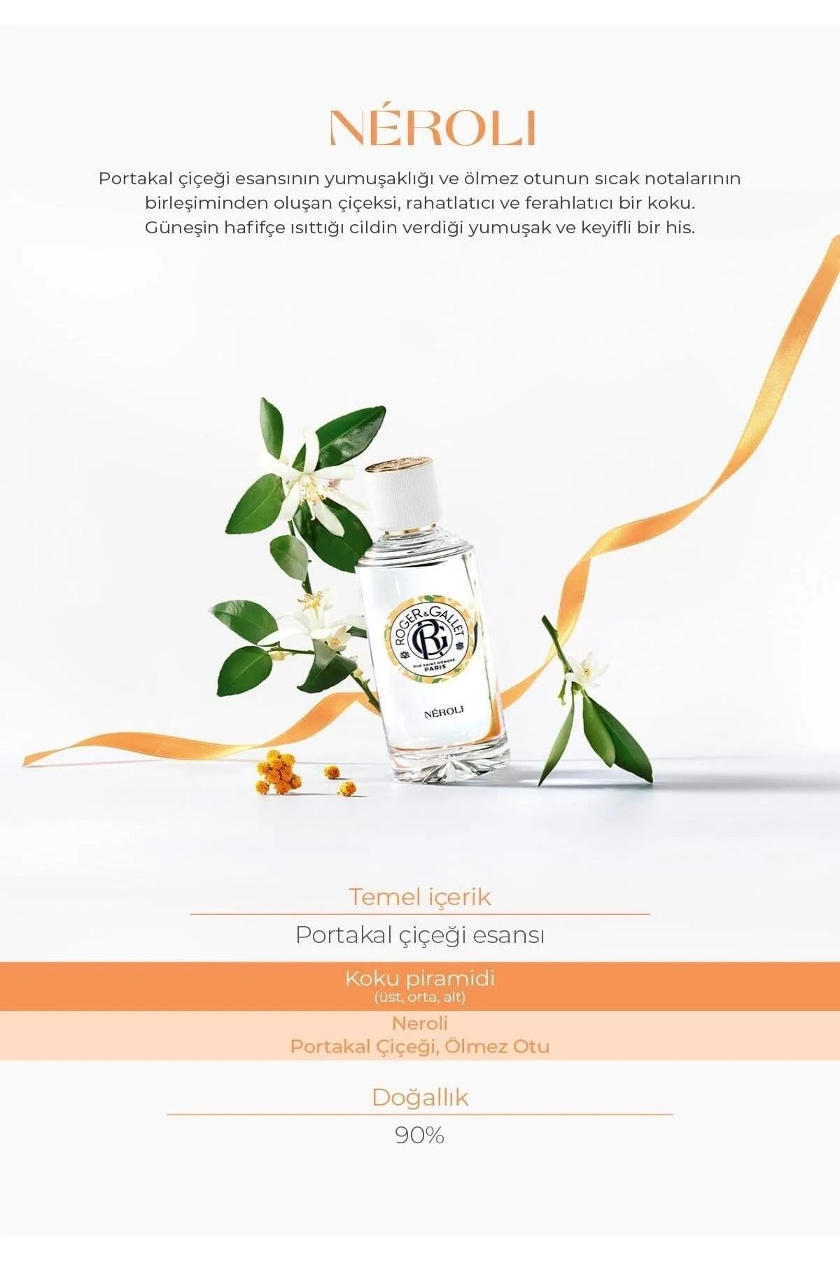 Néroli Doğal Portakal Çiçeği ve Ölümsüz Otu Özlü Çiçeksi Parfüm EDT 100 ml