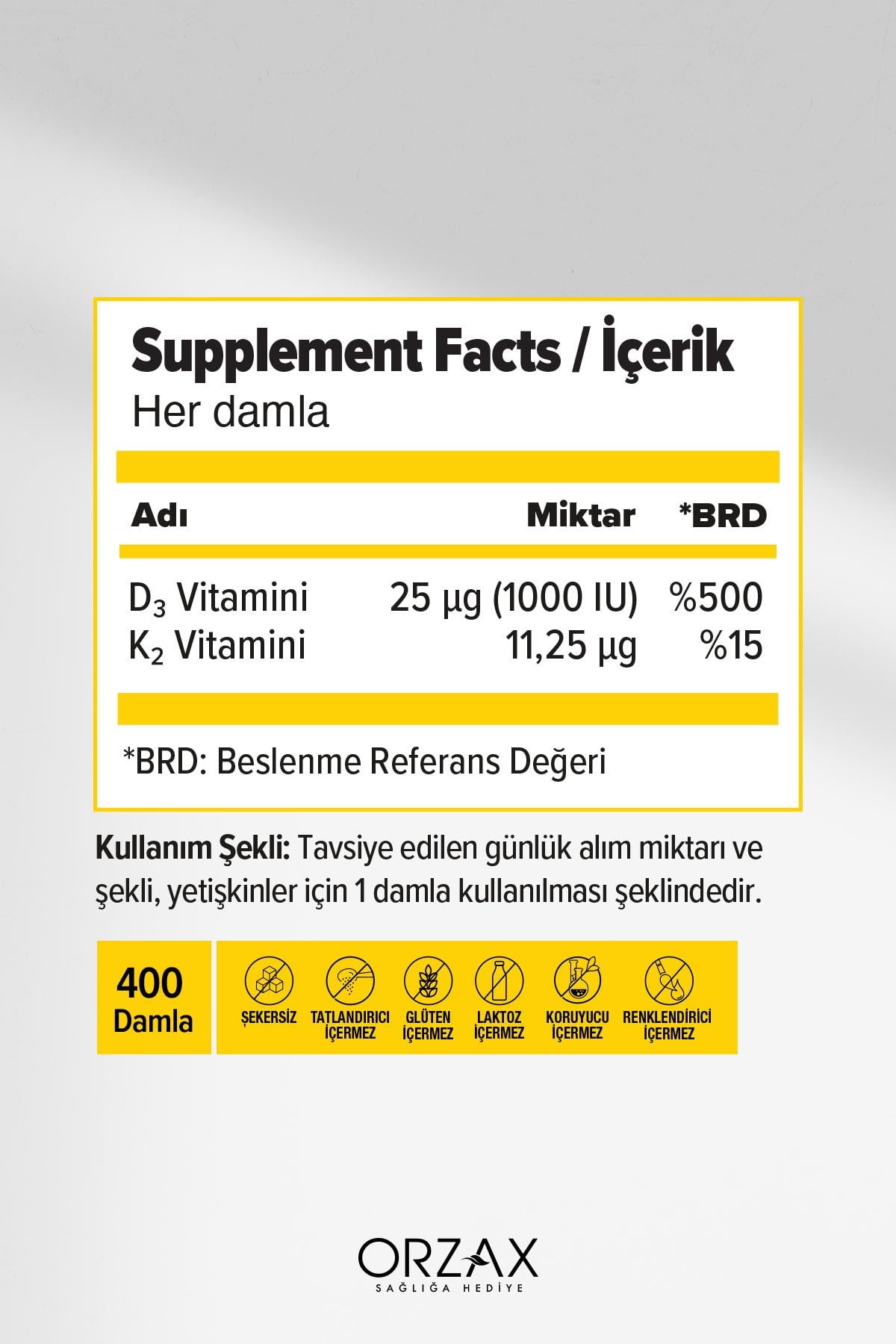 Orzax D3K2 20ml Damla