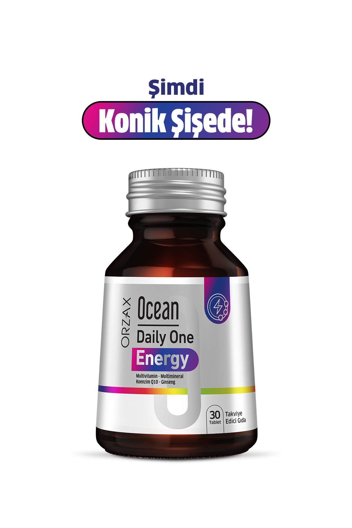 Orzax Daily One Energy Multivitamin-Multimineral (13 Vitamin+10 Mineral) KoenzimQ10-Ginseng 30Tablet