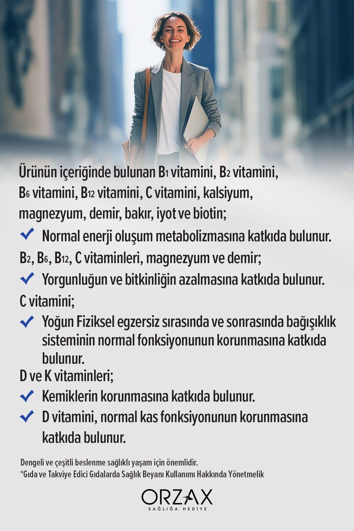 Orzax Daily One Energy Multivitamin-Multimineral (13 Vitamin+10 Mineral) KoenzimQ10-Ginseng 30Tablet
