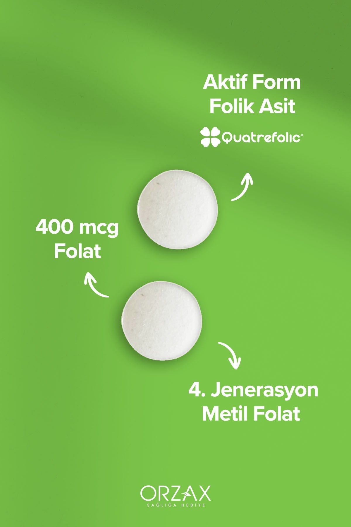 Orzax Methyl Folat Folik Asit 30 Tablet