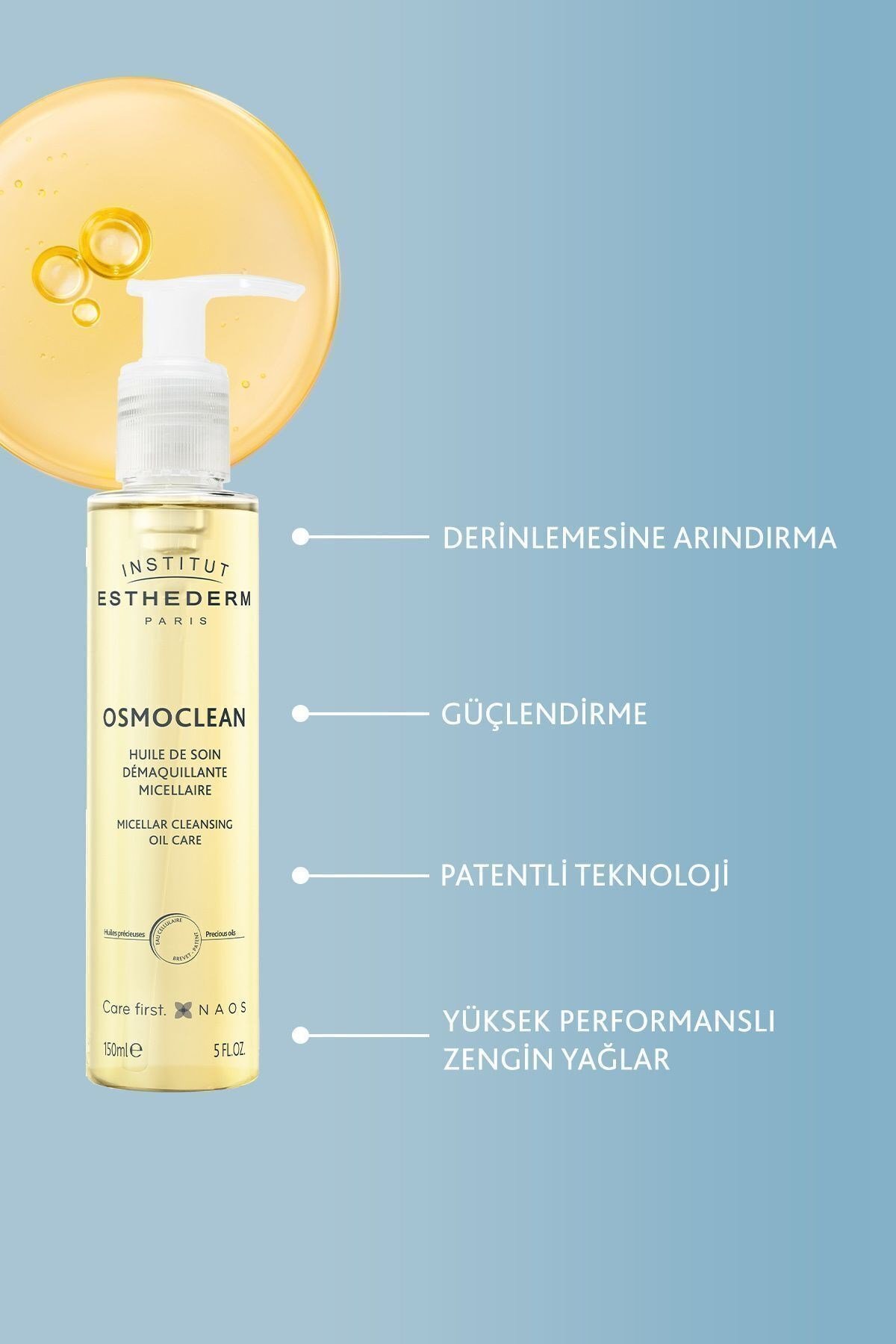Osmoclean Oil Care Arındırıcı Onarıcı Micellar Yağ Bazlı Yüz ve Göz için Makyaj Temizleyici 150 ML