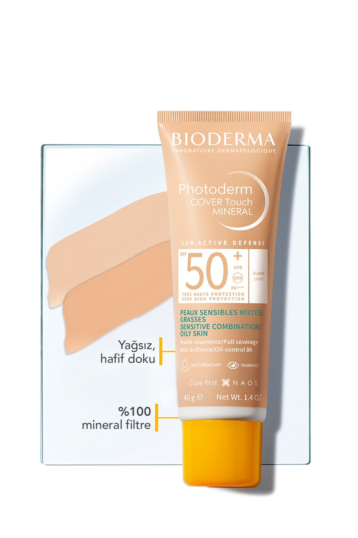 Photoderm Cover Touch SPF50+ Karma ve Yağlı Ciltler Kapatıcı Etkili Güneş Kremi Very Light 40 ML