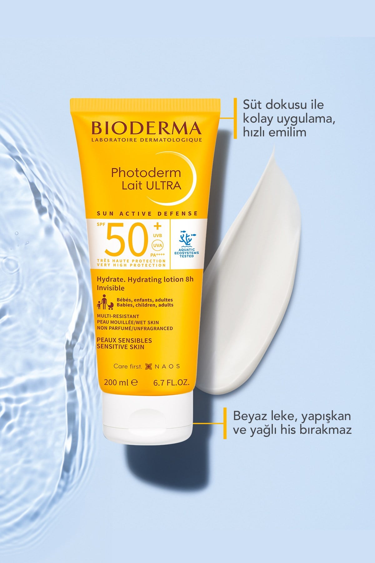 Photoderm Lait Ultra SPF50+ Tüm Ciltler İçin Yüksek Korumalı için Süt Formda Güneş Kremi 200 ML