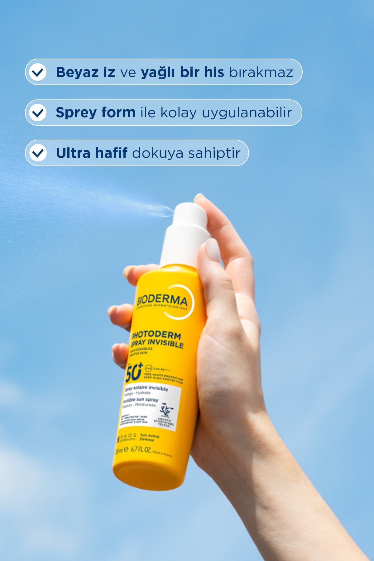 Photoderm Spray SPF50+ Tüm Aile Yüz ve Vücut Sprey Formda Şeffaf Güneş Kremi 200 ML