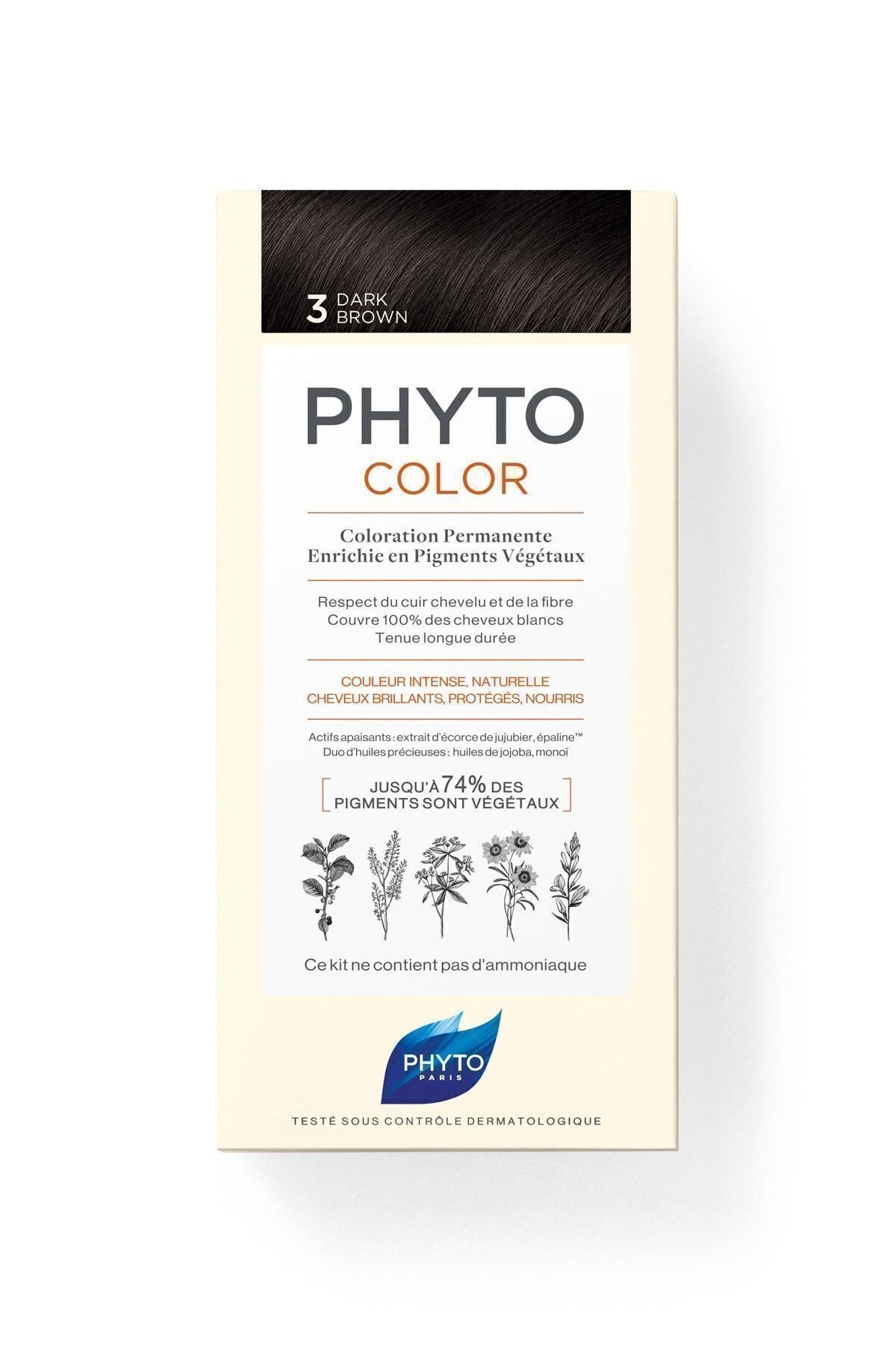Phytocolor 3 Koyu Kestane Amonyaksız Kalıcı Bitkisel Saç Boyası