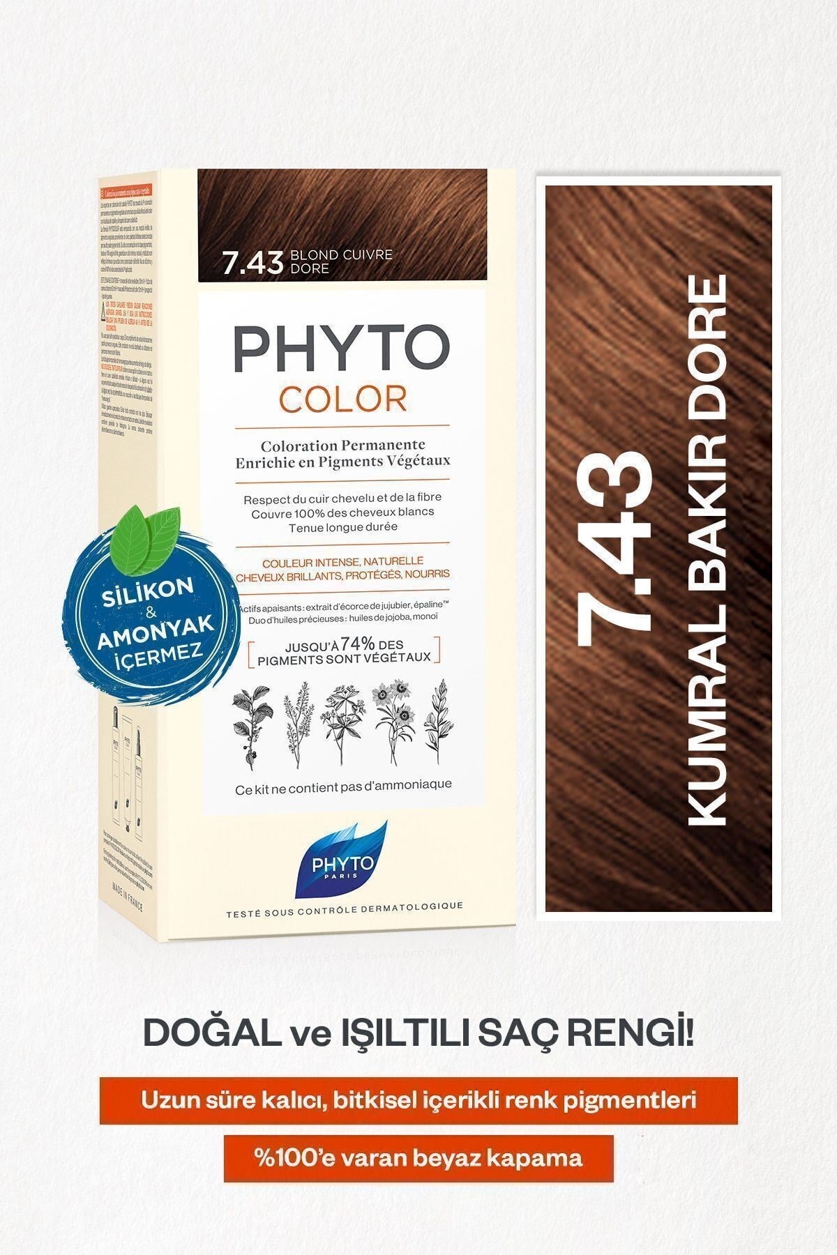 Phytocolor 7.43 Kumral Bakır Dore Amonyaksız Kalıcı Bitkisel Saç Boyası